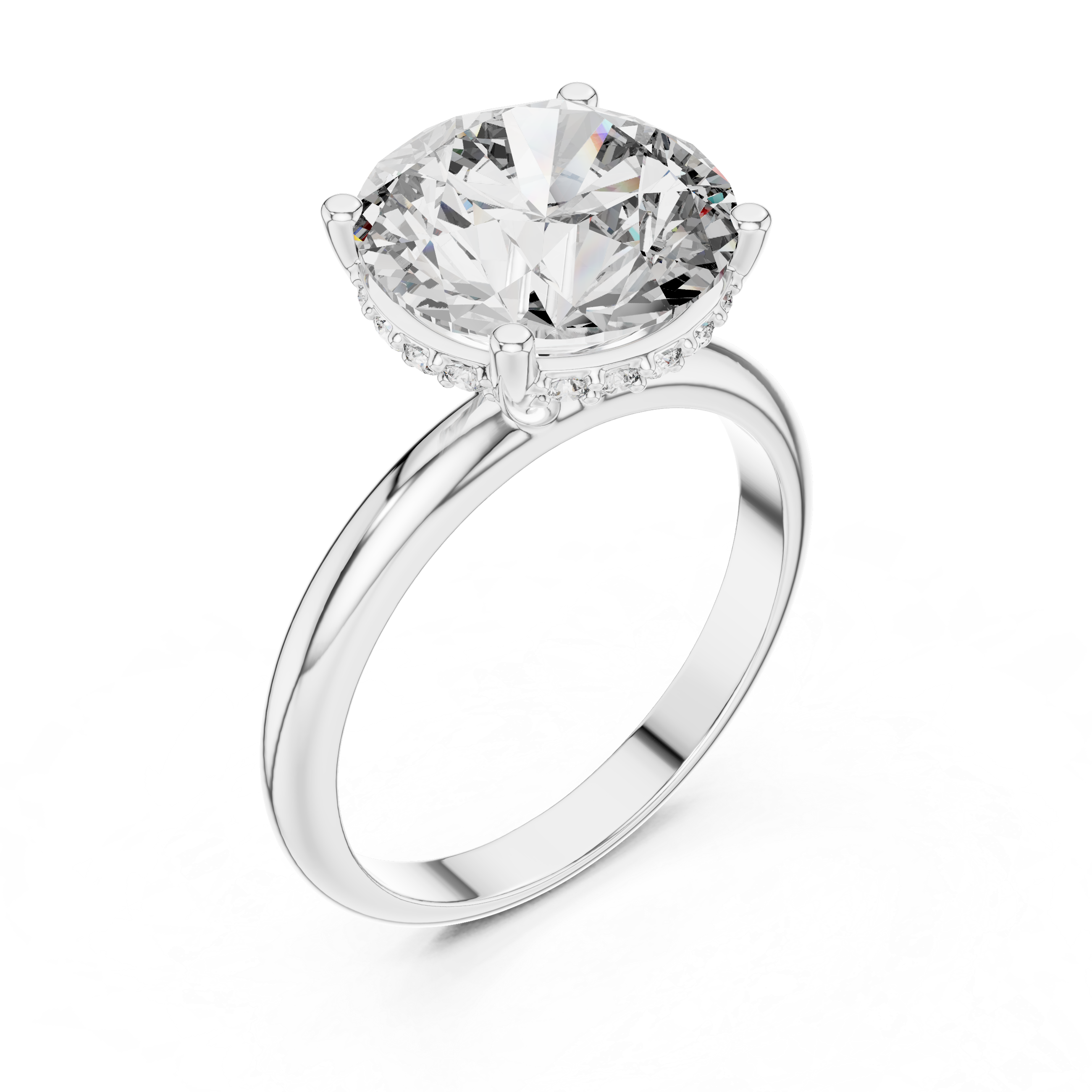 Round Cut Brilliant Moissanite VVS1 Eternity Engagement Ring