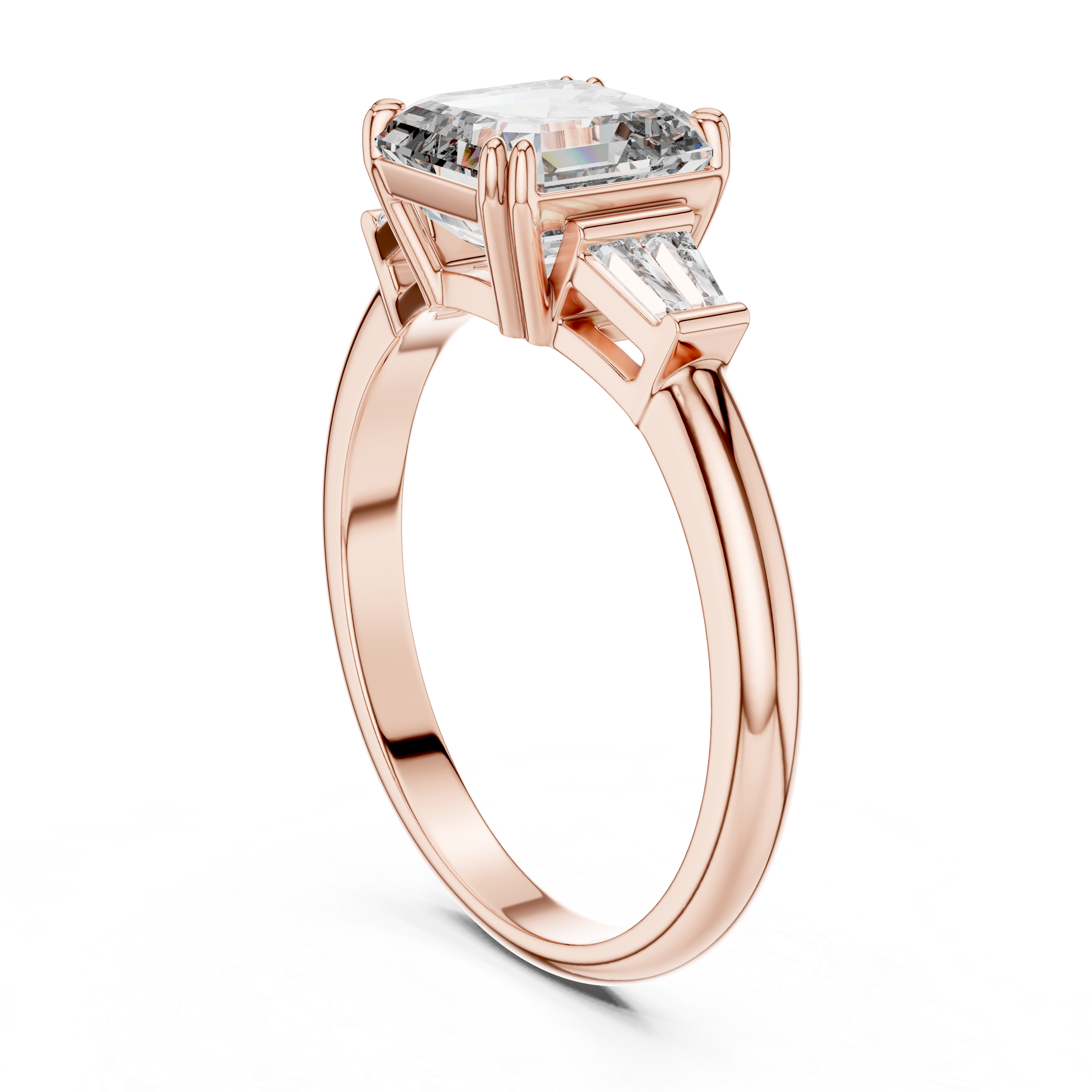 Asscher And Baguette Brilliant Moissanite VVS1 Eternity Engagement Ring