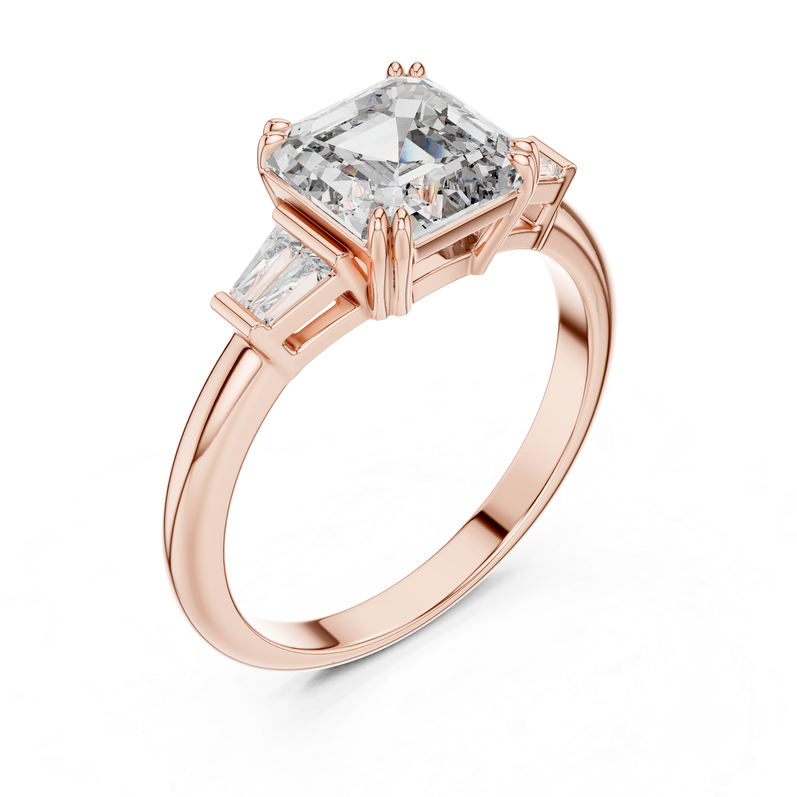 Asscher And Baguette Brilliant Moissanite VVS1 Eternity Engagement Ring