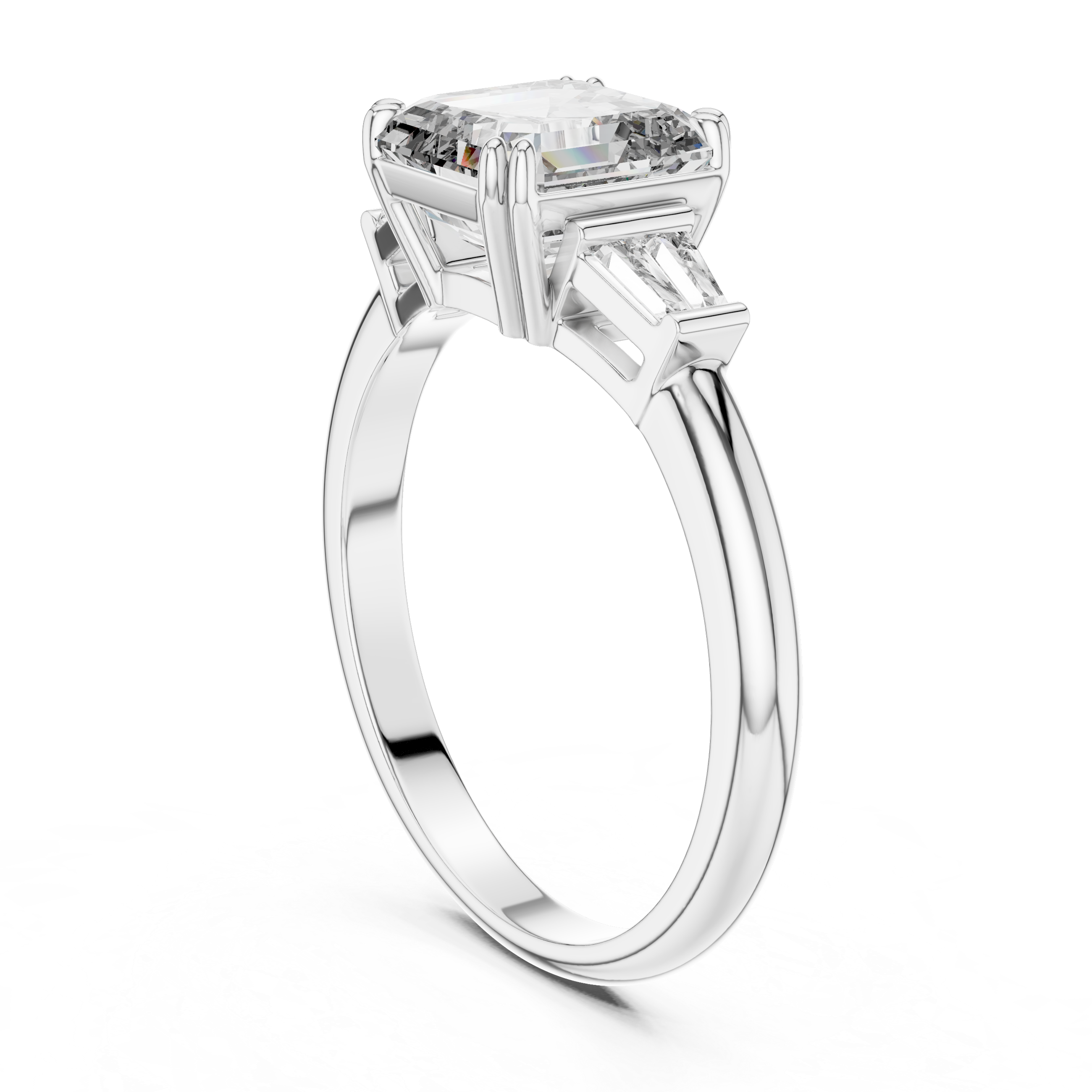 Asscher And Baguette Brilliant Moissanite VVS1 Eternity Engagement Ring