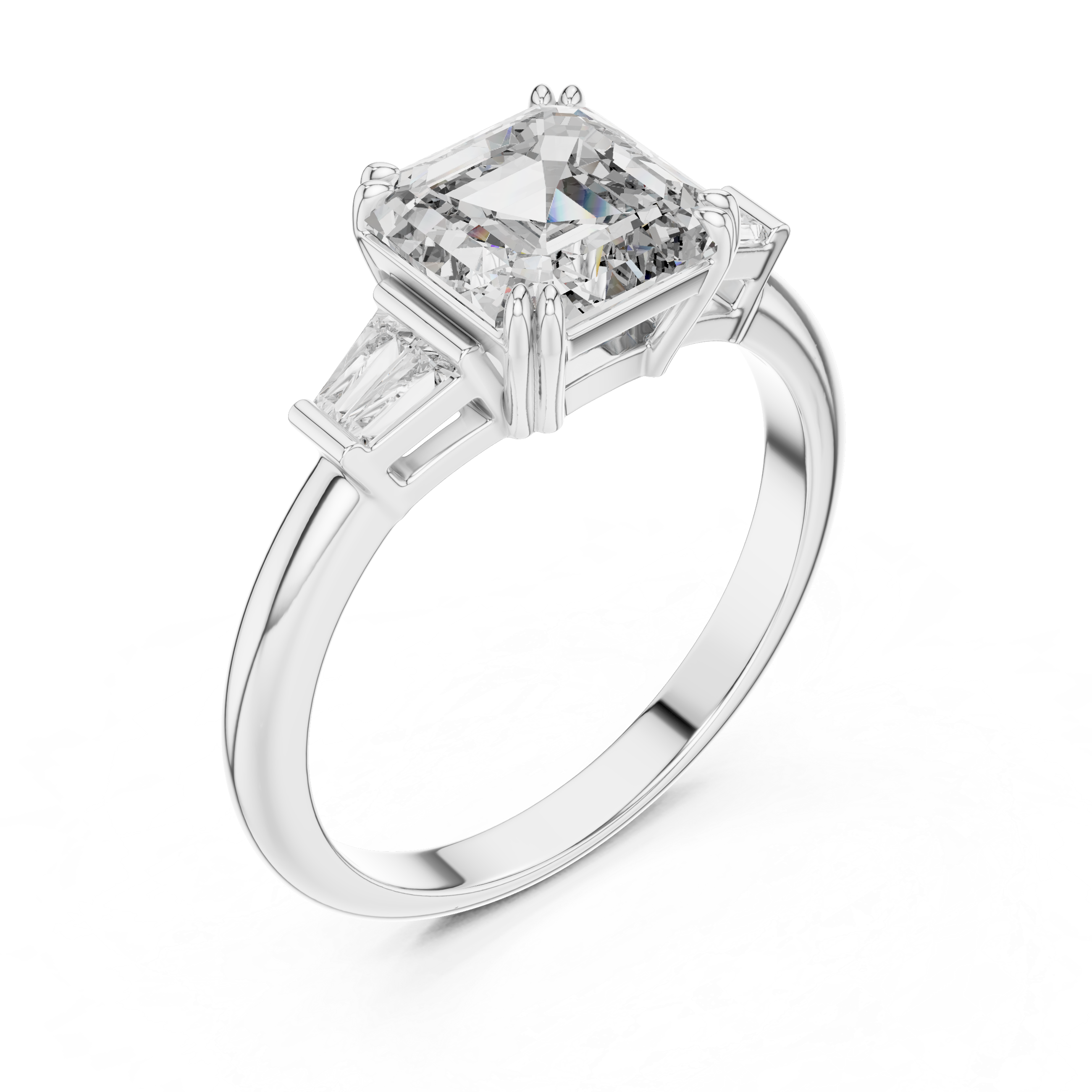 Asscher And Baguette Brilliant Moissanite VVS1 Eternity Engagement Ring