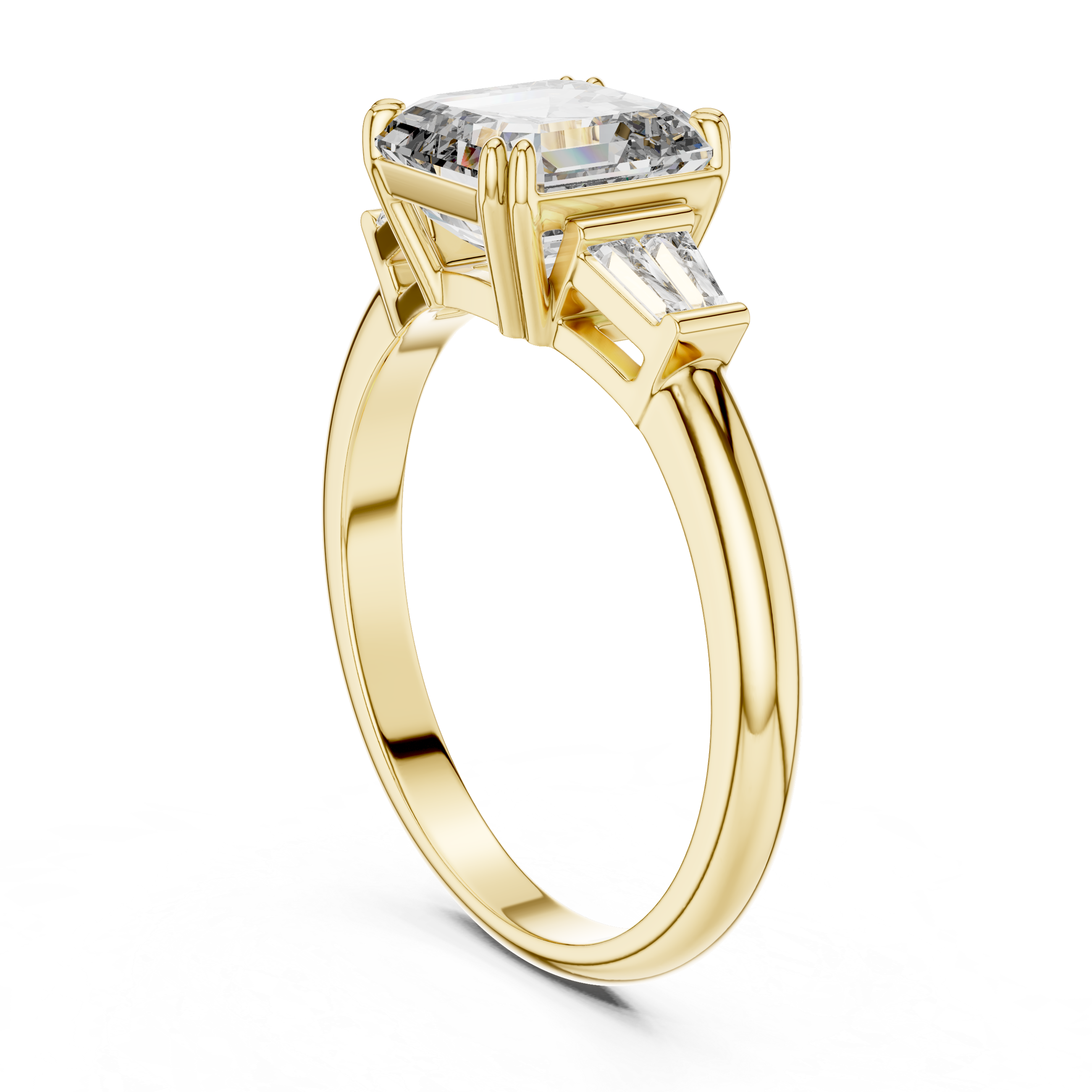 Asscher And Baguette Brilliant Moissanite VVS1 Eternity Engagement Ring