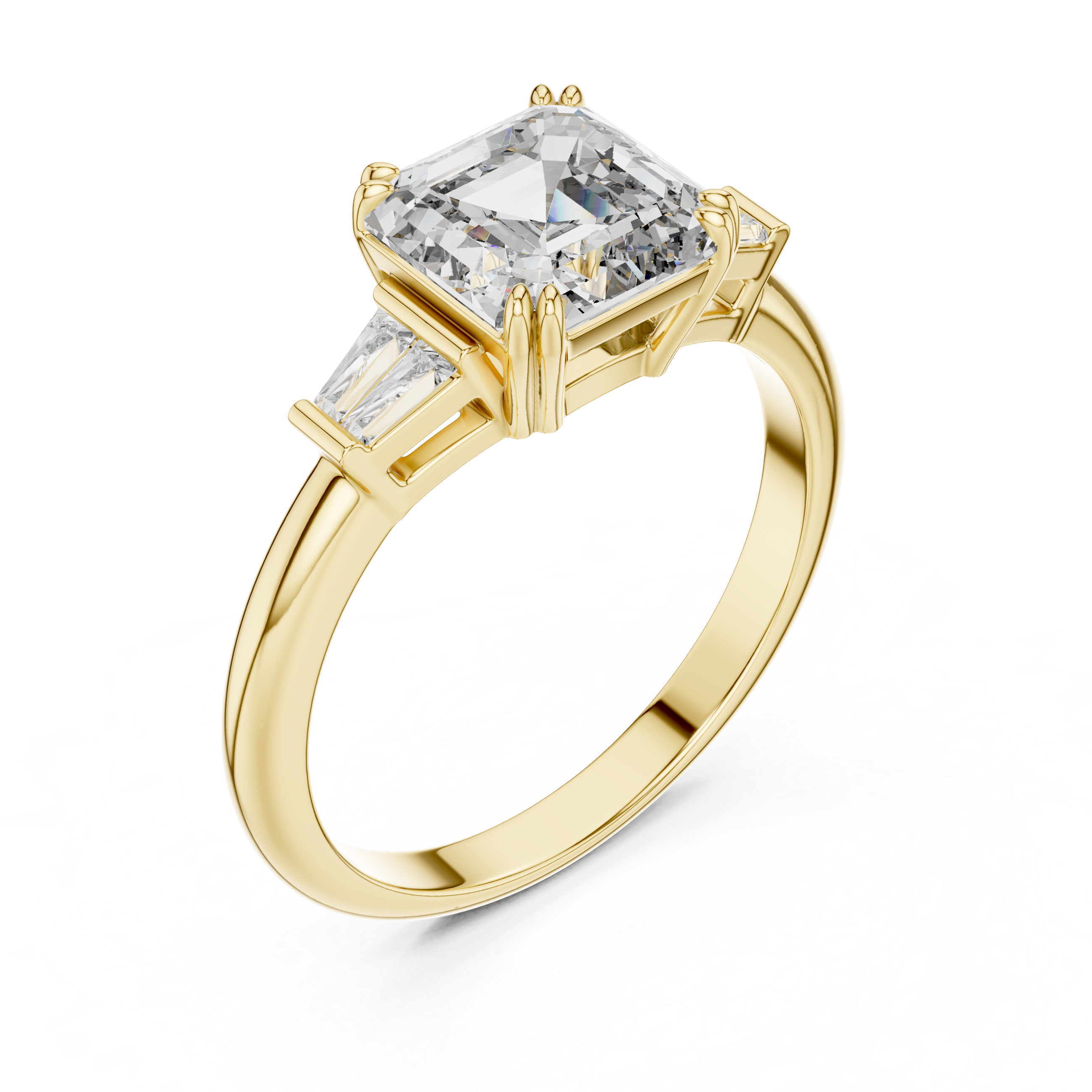 Asscher And Baguette Brilliant Moissanite VVS1 Eternity Engagement Ring