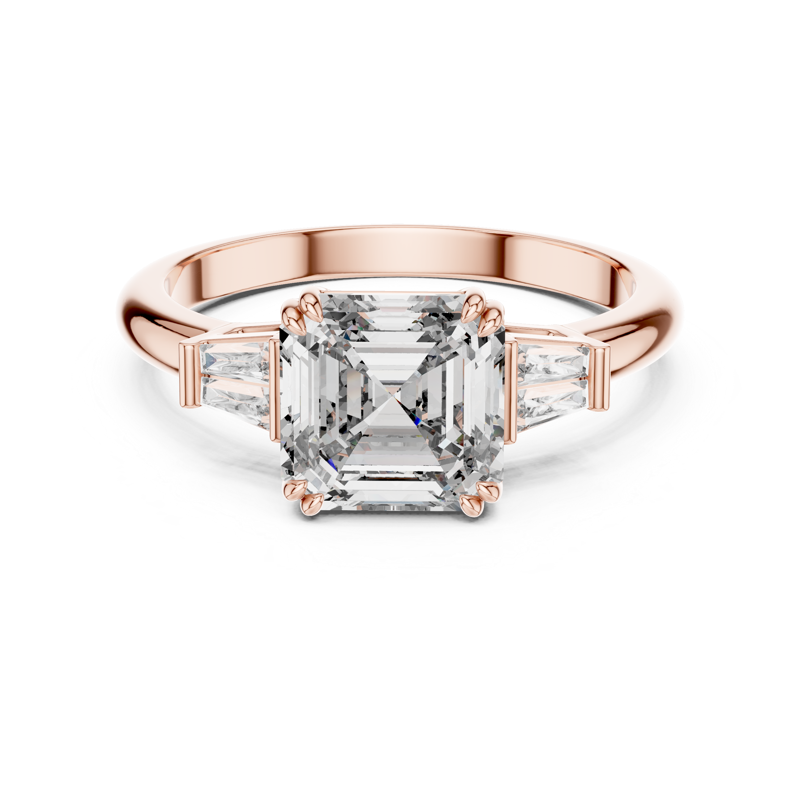 Asscher And Baguette Brilliant Moissanite VVS1 Eternity Engagement Ring