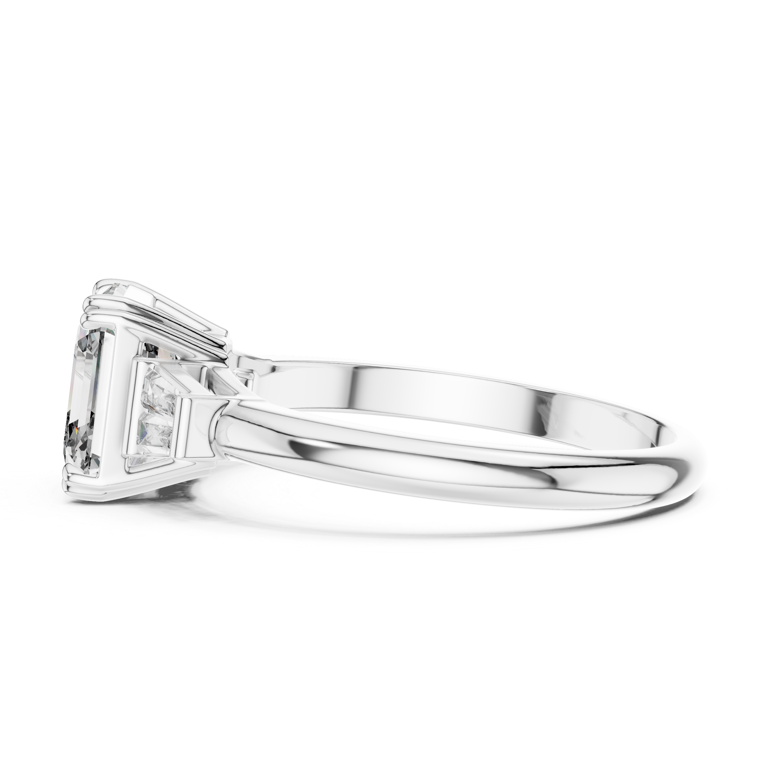 Asscher And Baguette Brilliant Moissanite VVS1 Eternity Engagement Ring