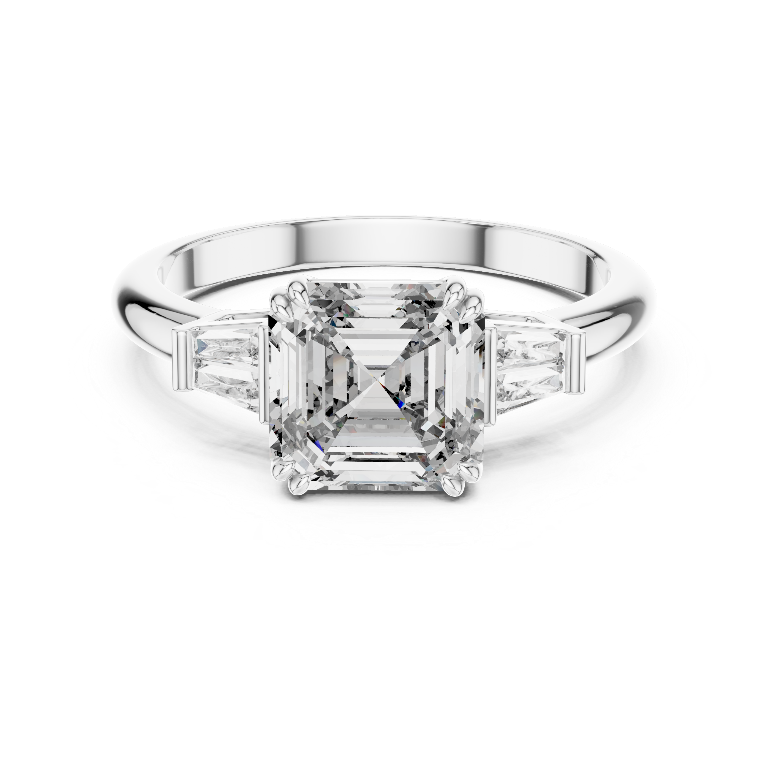 Asscher And Baguette Brilliant Moissanite VVS1 Eternity Engagement Ring