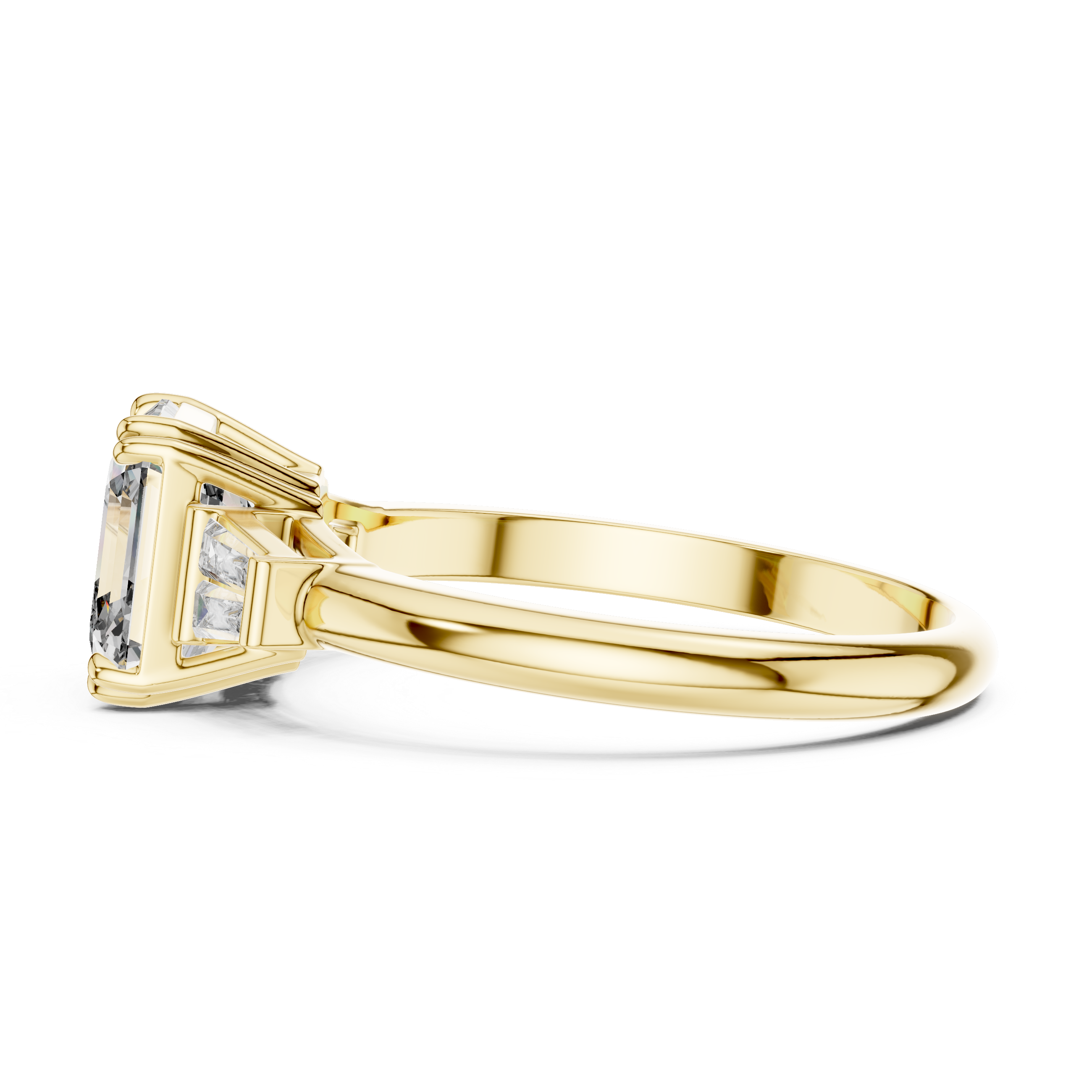 Asscher And Baguette Brilliant Moissanite VVS1 Eternity Engagement Ring