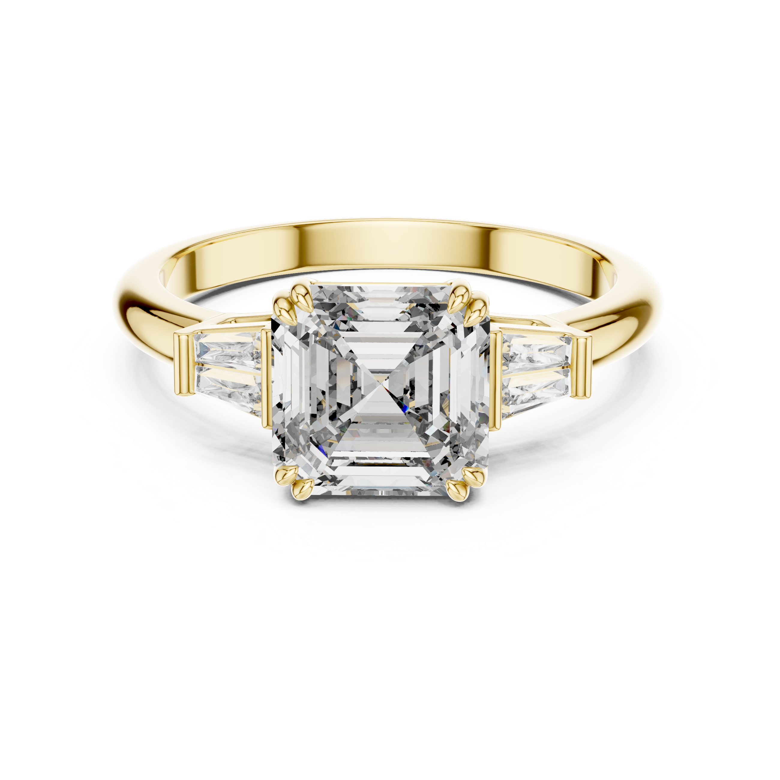 Asscher And Baguette Brilliant Moissanite VVS1 Eternity Engagement Ring