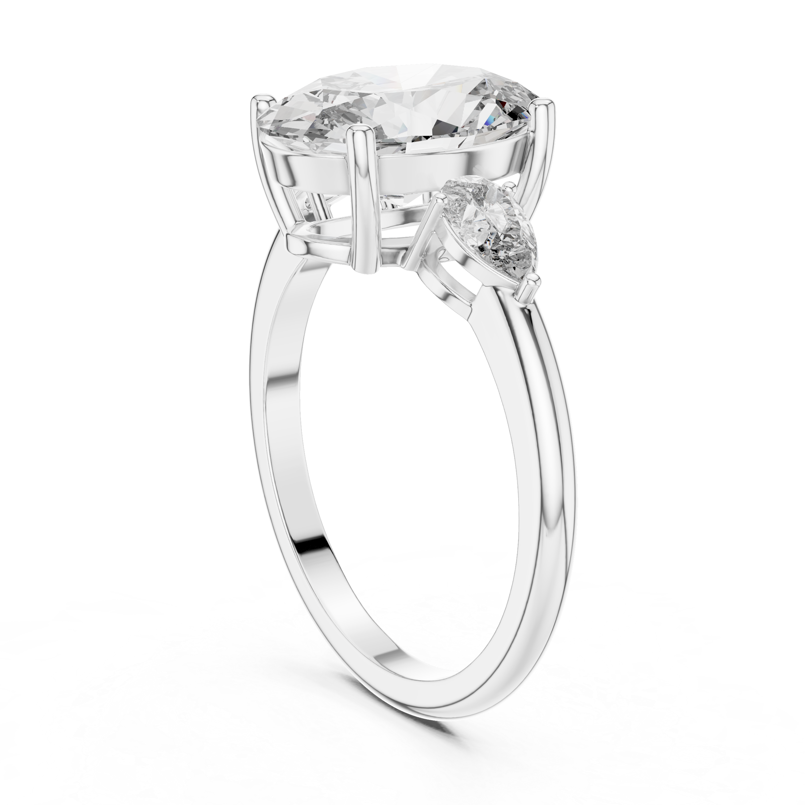 Oval And Pear Brilliant Moissanite VVS1 Eternity Engagement Ring