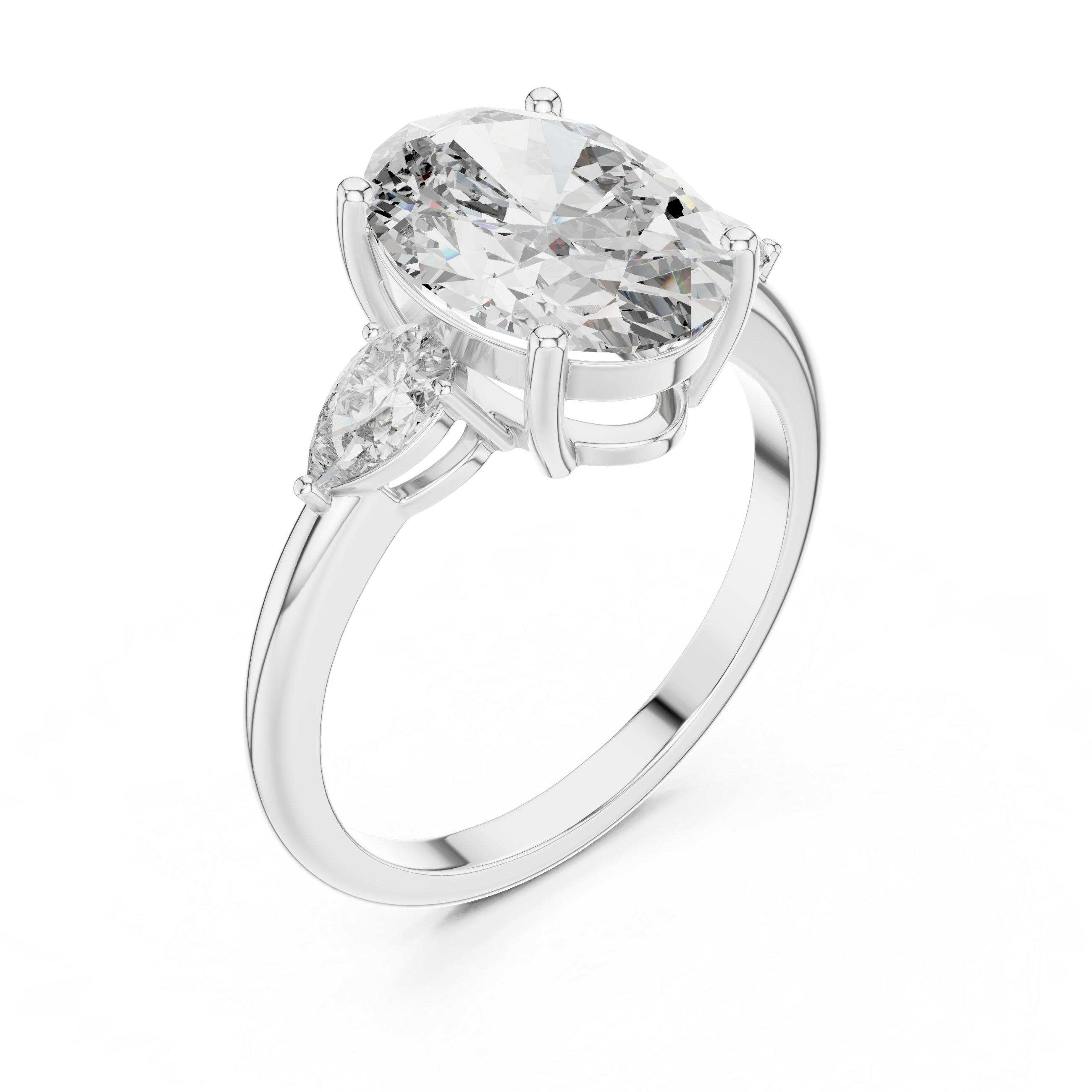 Oval And Pear Brilliant Moissanite VVS1 Eternity Engagement Ring