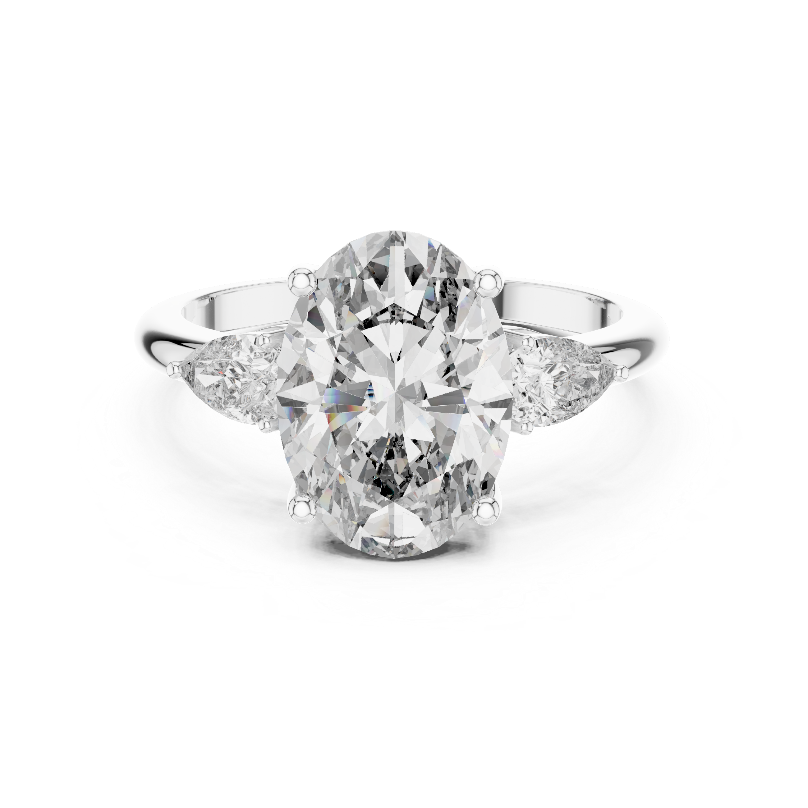 Oval And Pear Brilliant Moissanite VVS1 Eternity Engagement Ring