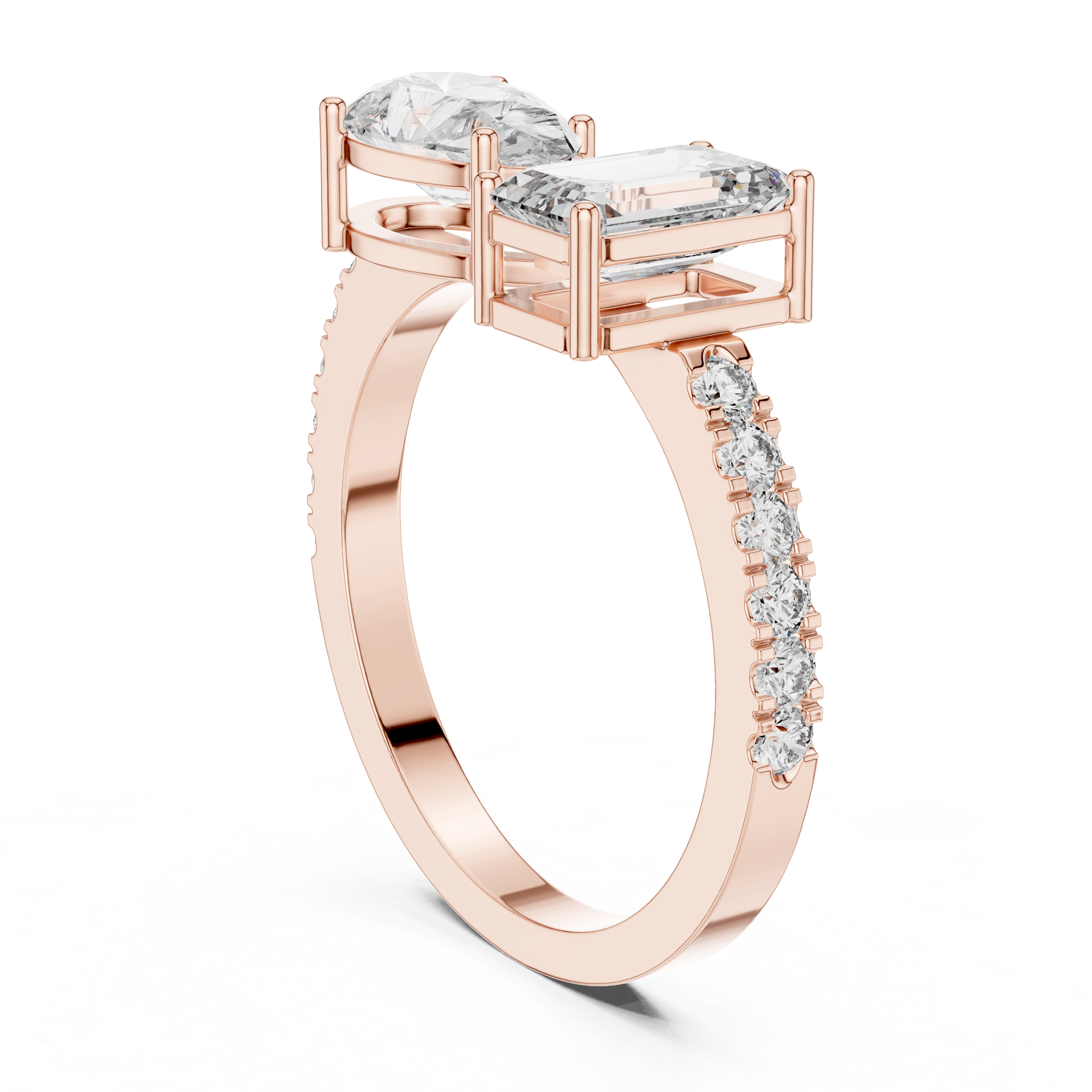 Pear And Emerald Cut Brilliant Moissanite VVS1 Eternity Engagement Ring