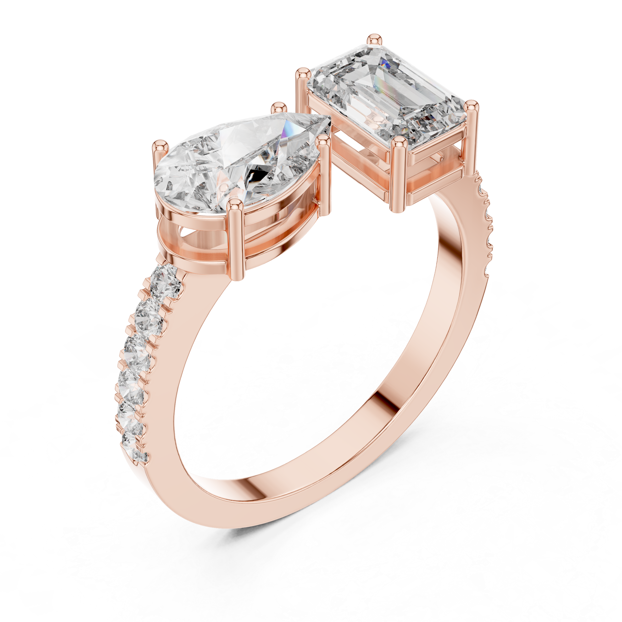 Pear And Emerald Cut Brilliant Moissanite VVS1 Eternity Engagement Ring