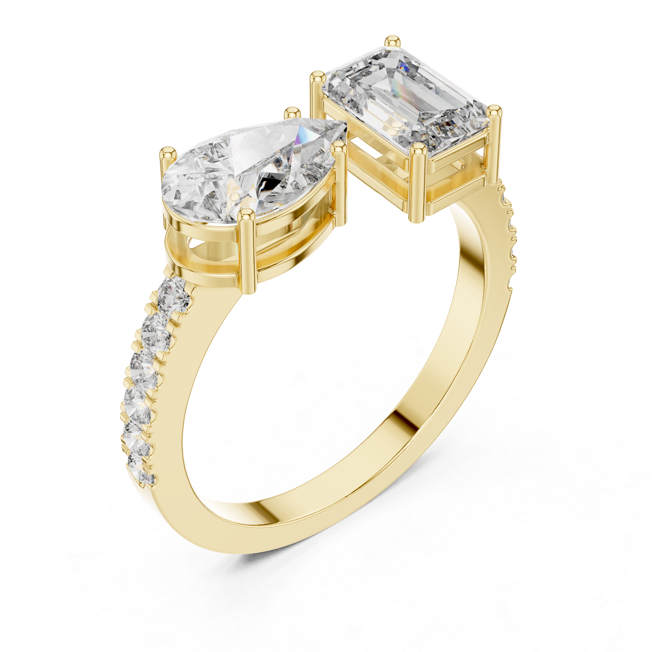Pear And Emerald Cut Brilliant Moissanite VVS1 Eternity Engagement Ring