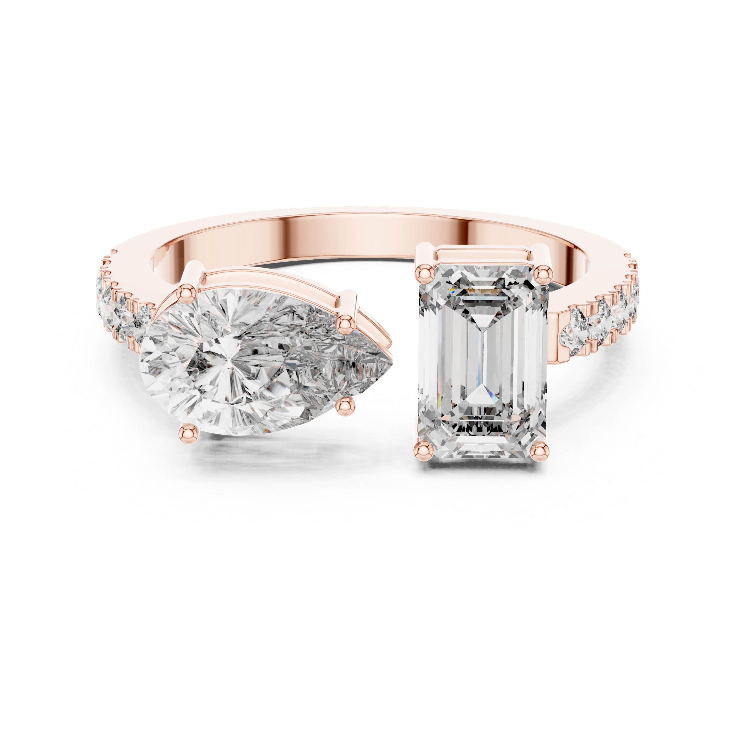 Pear And Emerald Cut Brilliant Moissanite VVS1 Eternity Engagement Ring