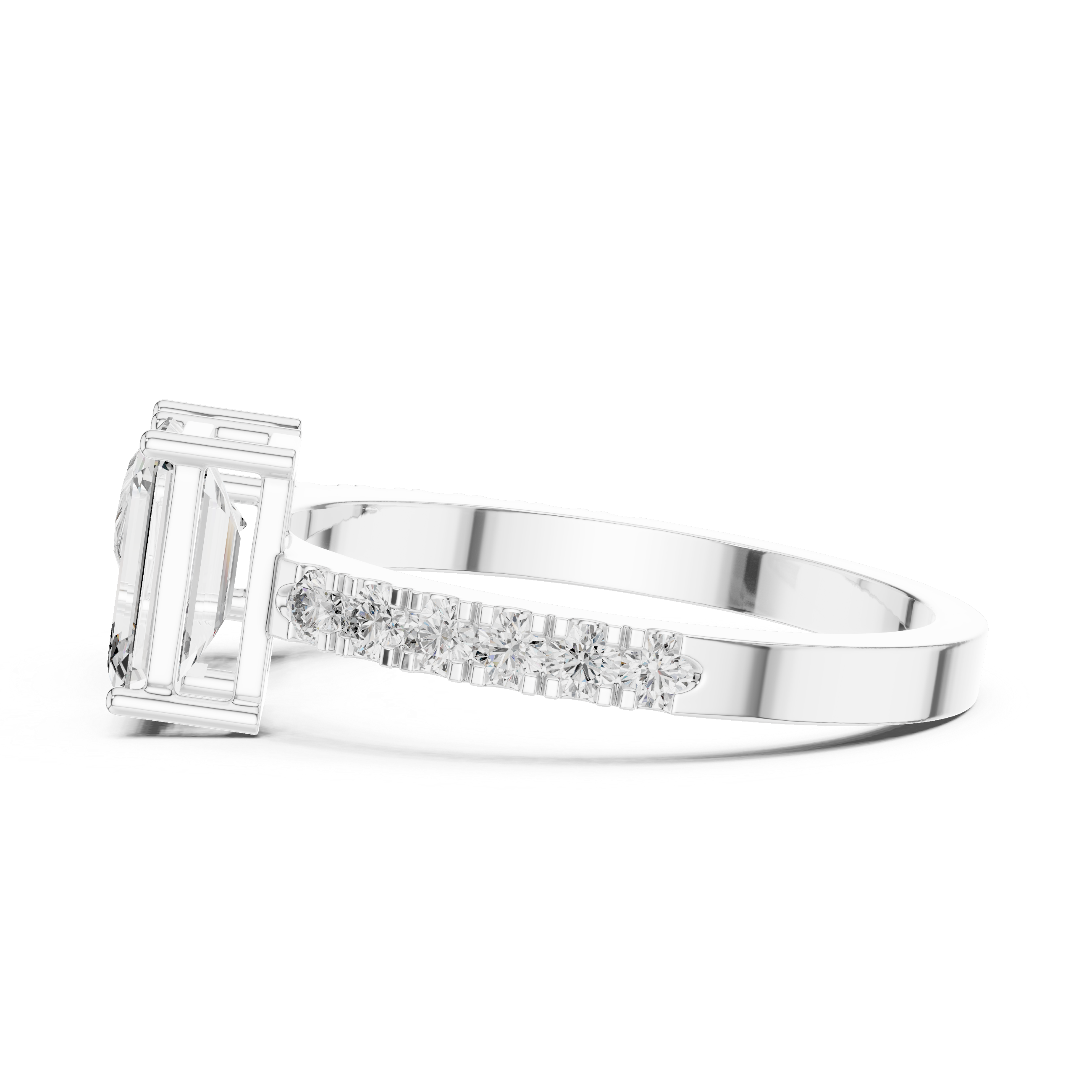 Pear And Emerald Cut Brilliant Moissanite VVS1 Eternity Engagement Ring