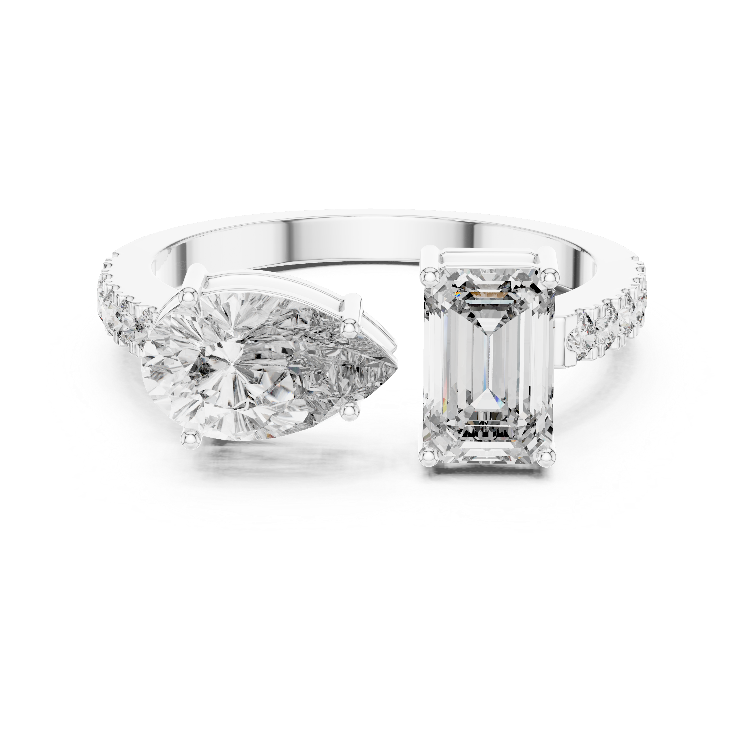 Pear And Emerald Cut Brilliant Moissanite VVS1 Eternity Engagement Ring
