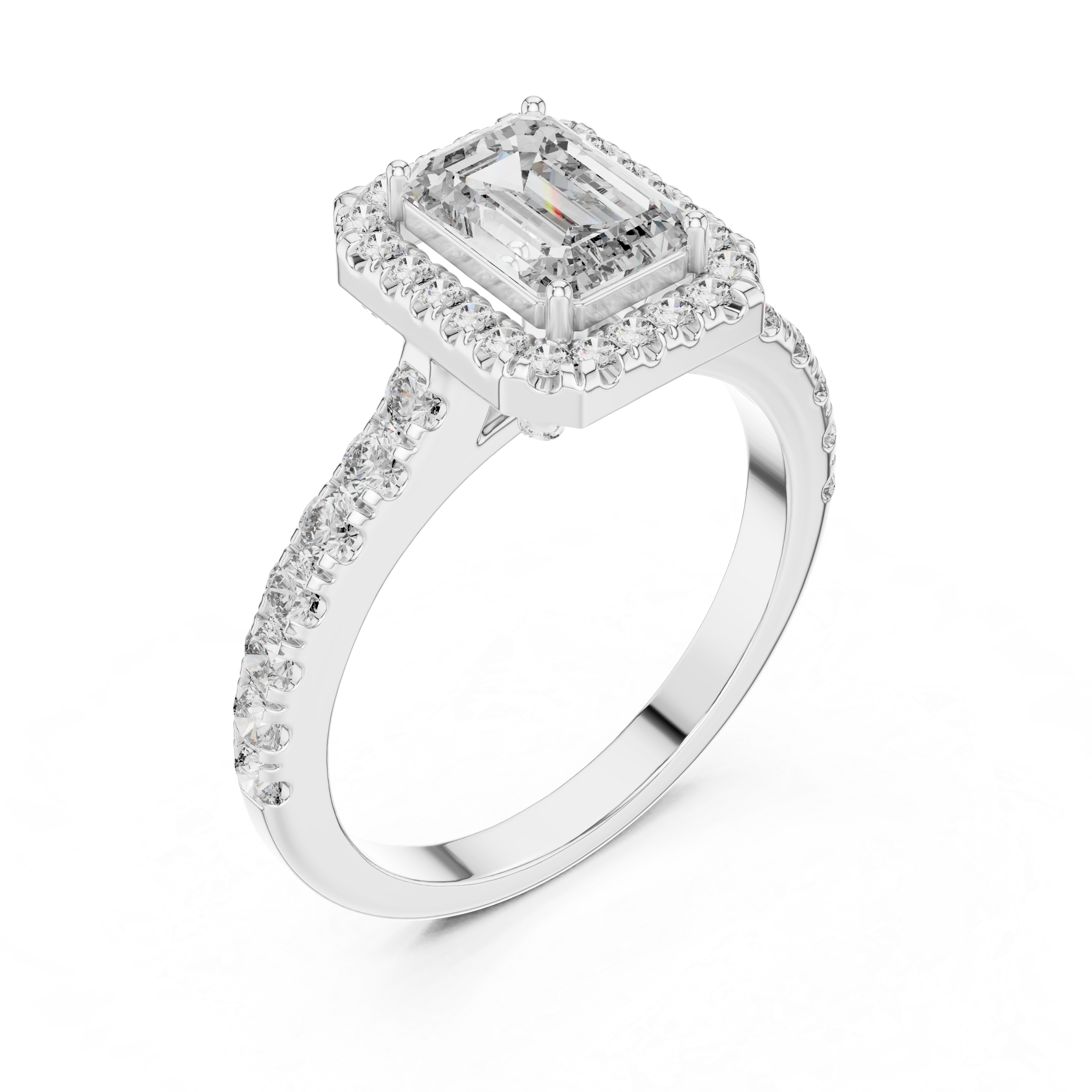 Emerald And Round Cut Brilliant Moissanite VVS1 Eternity Engagement Ring