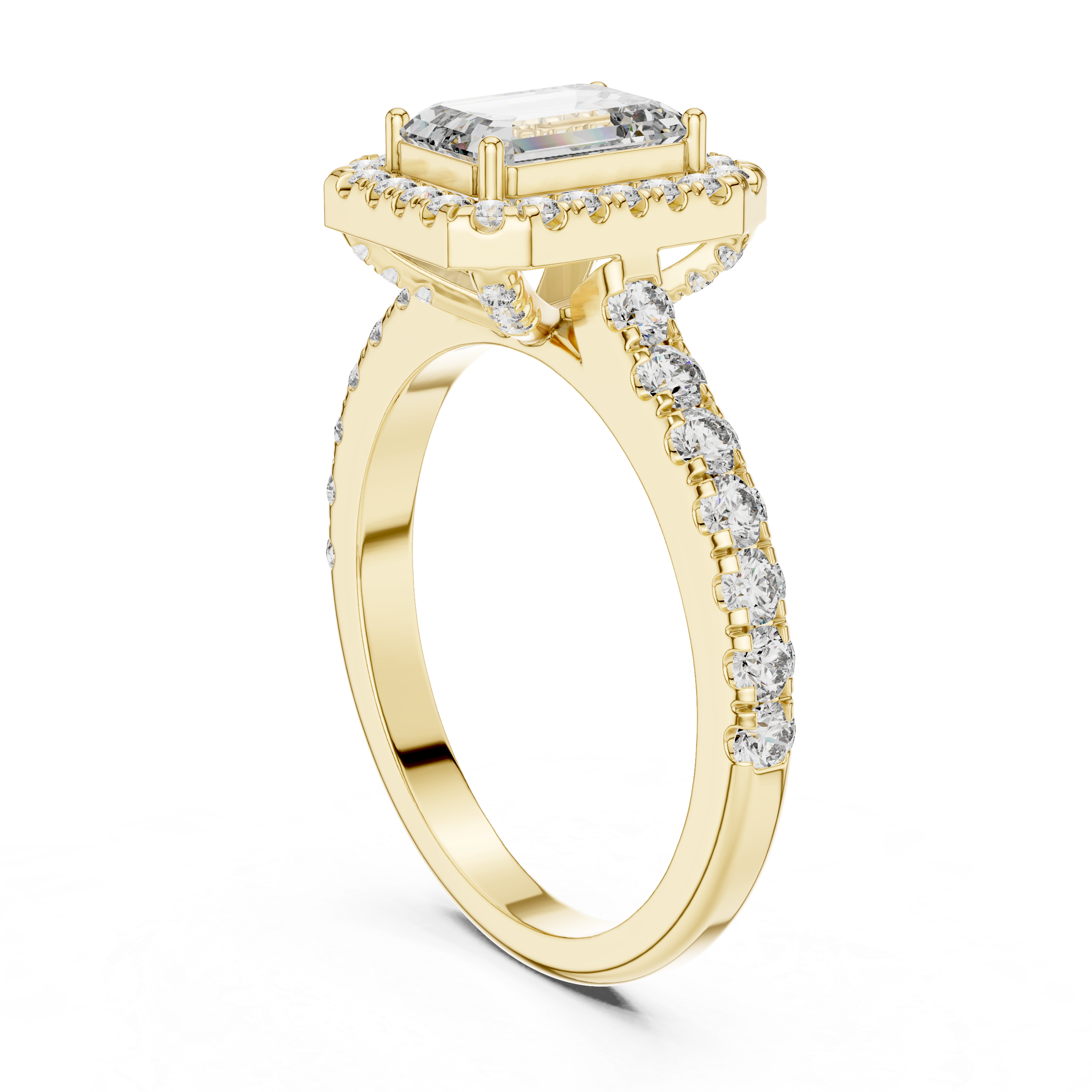 Emerald And Round Cut Brilliant Moissanite VVS1 Eternity Engagement Ring
