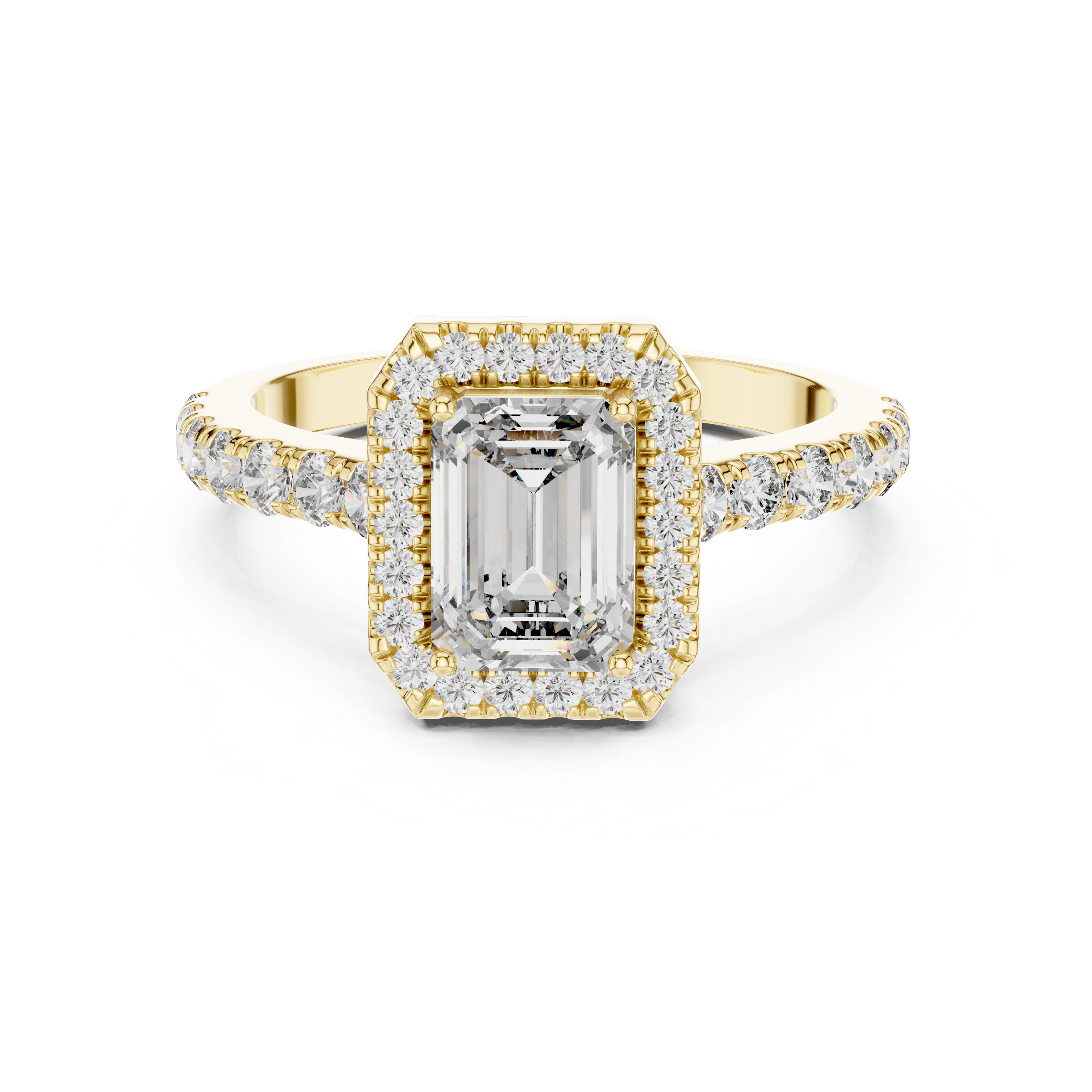 Emerald And Round Cut Brilliant Moissanite VVS1 Eternity Engagement Ring