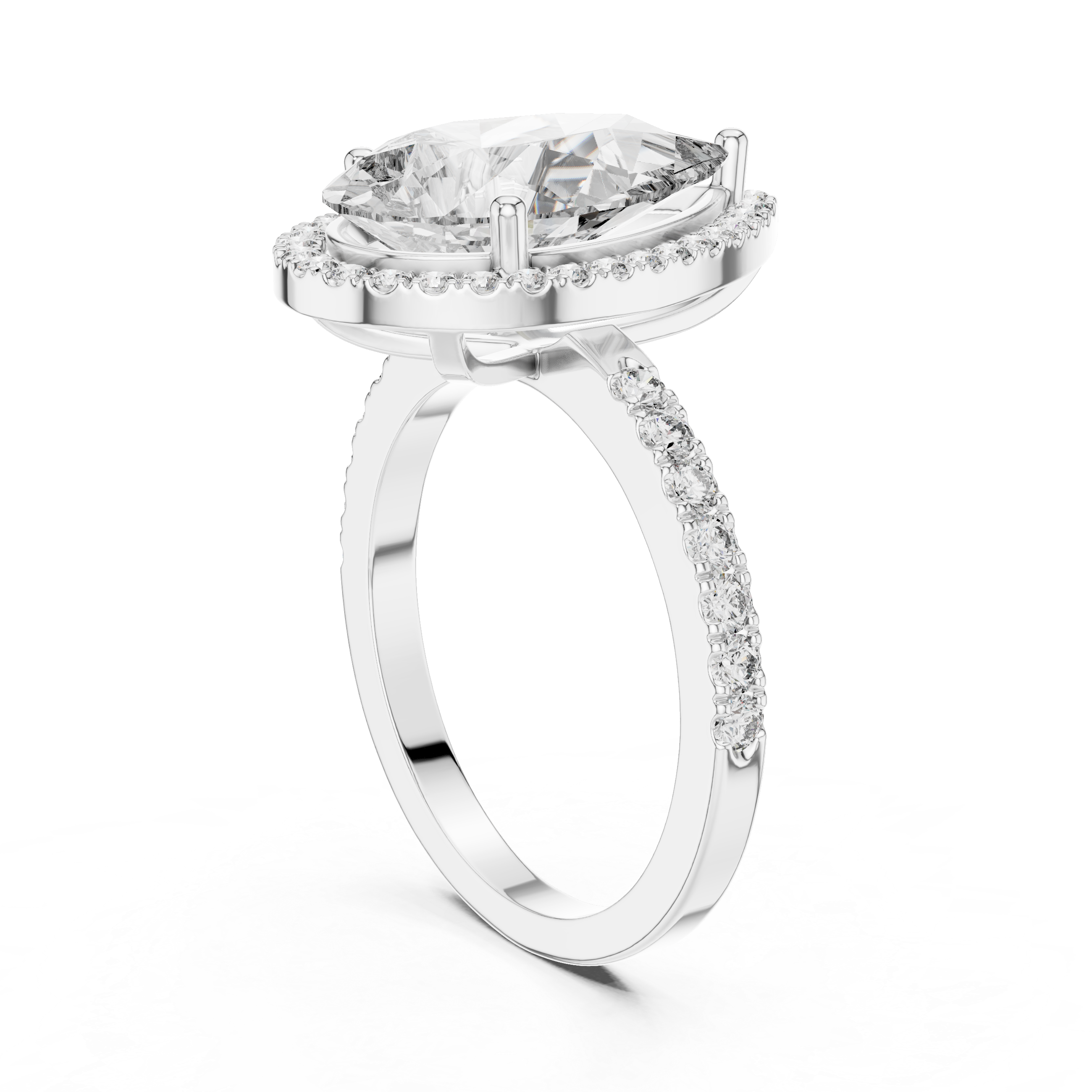 Pear And Round Cut Brilliant Moissanite VVS1 Eternity Engagement Ring