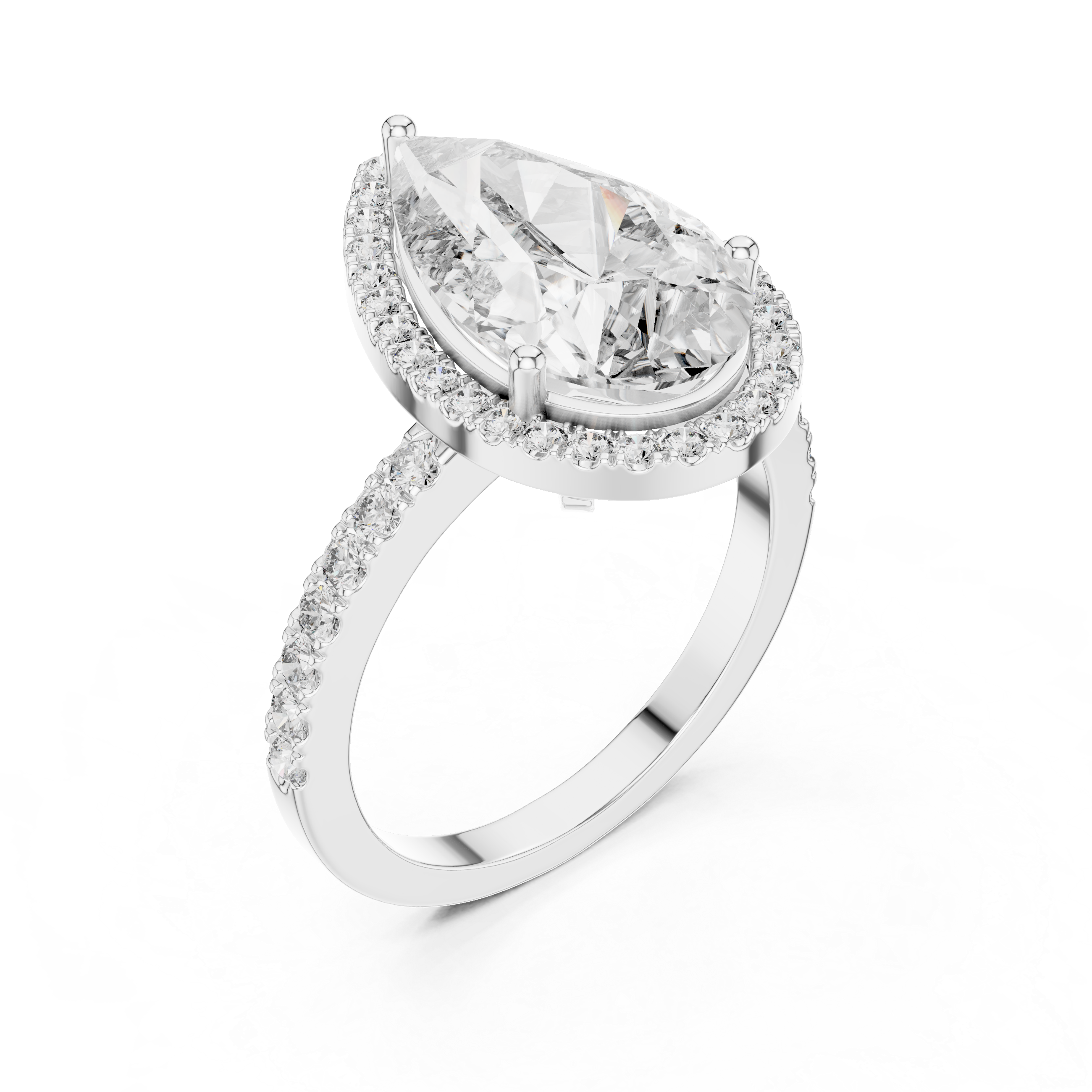 Pear And Round Cut Brilliant Moissanite VVS1 Eternity Engagement Ring