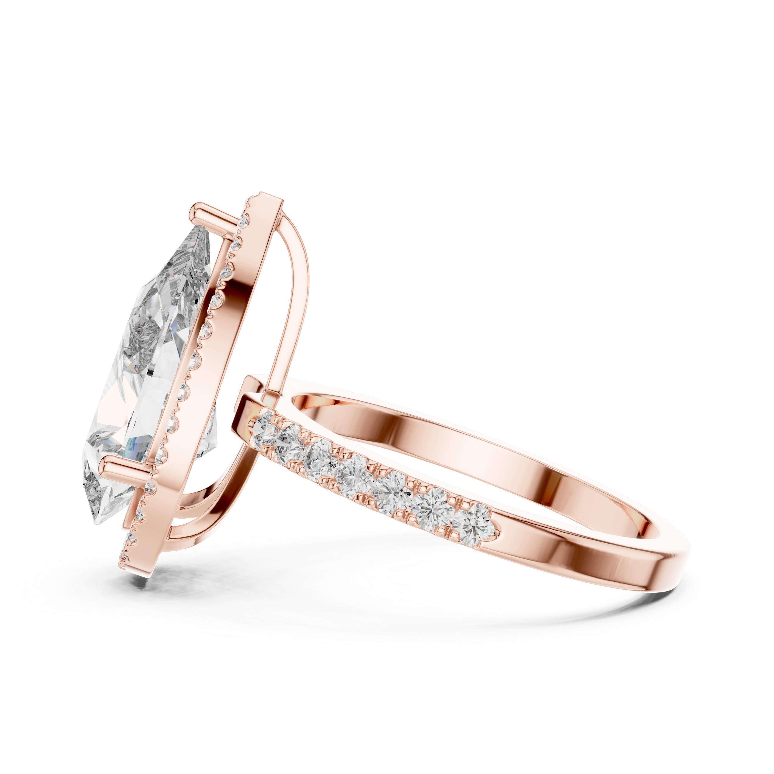 Pear And Round Cut Brilliant Moissanite VVS1 Eternity Engagement Ring