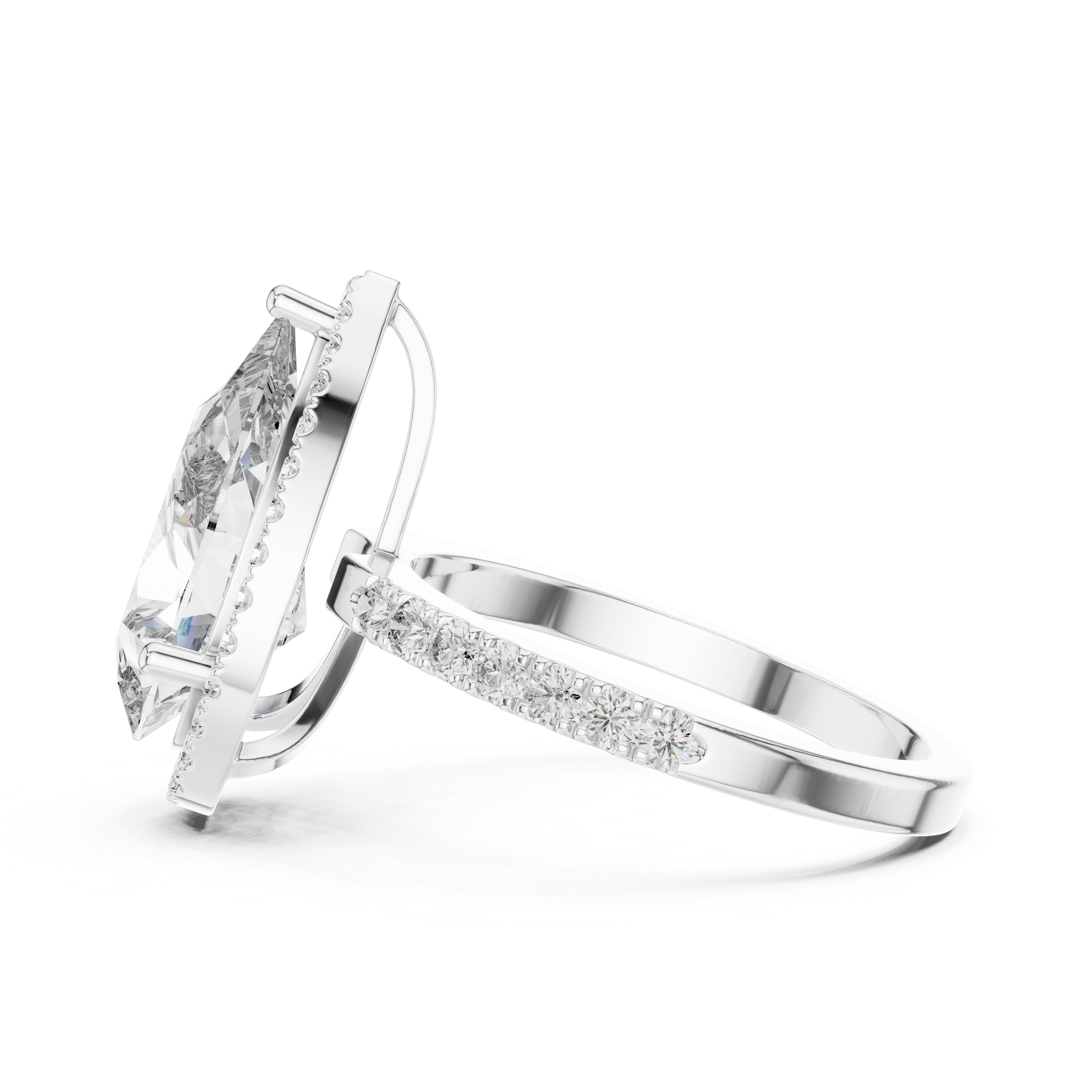 Pear And Round Cut Brilliant Moissanite VVS1 Eternity Engagement Ring