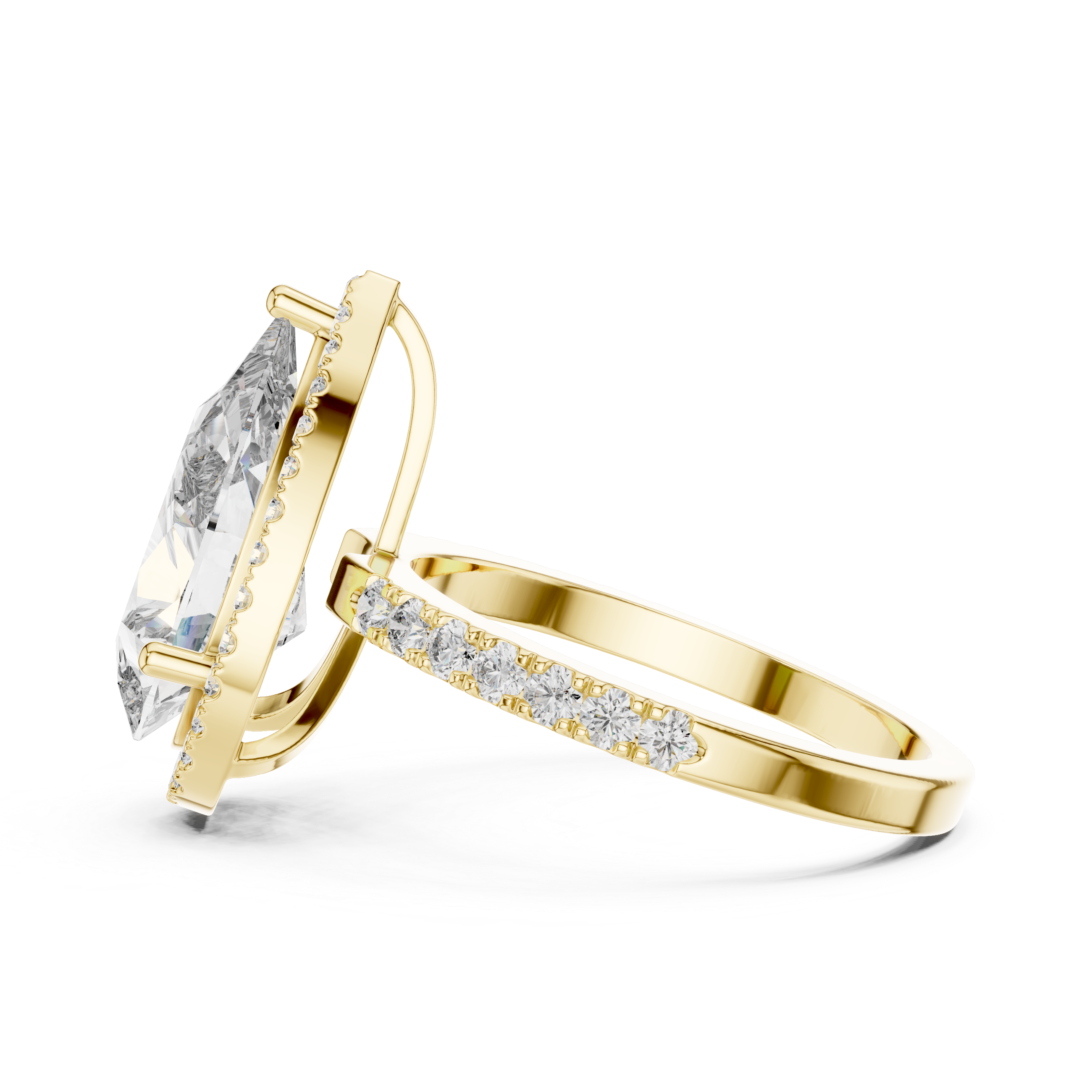 Pear And Round Cut Brilliant Moissanite VVS1 Eternity Engagement Ring