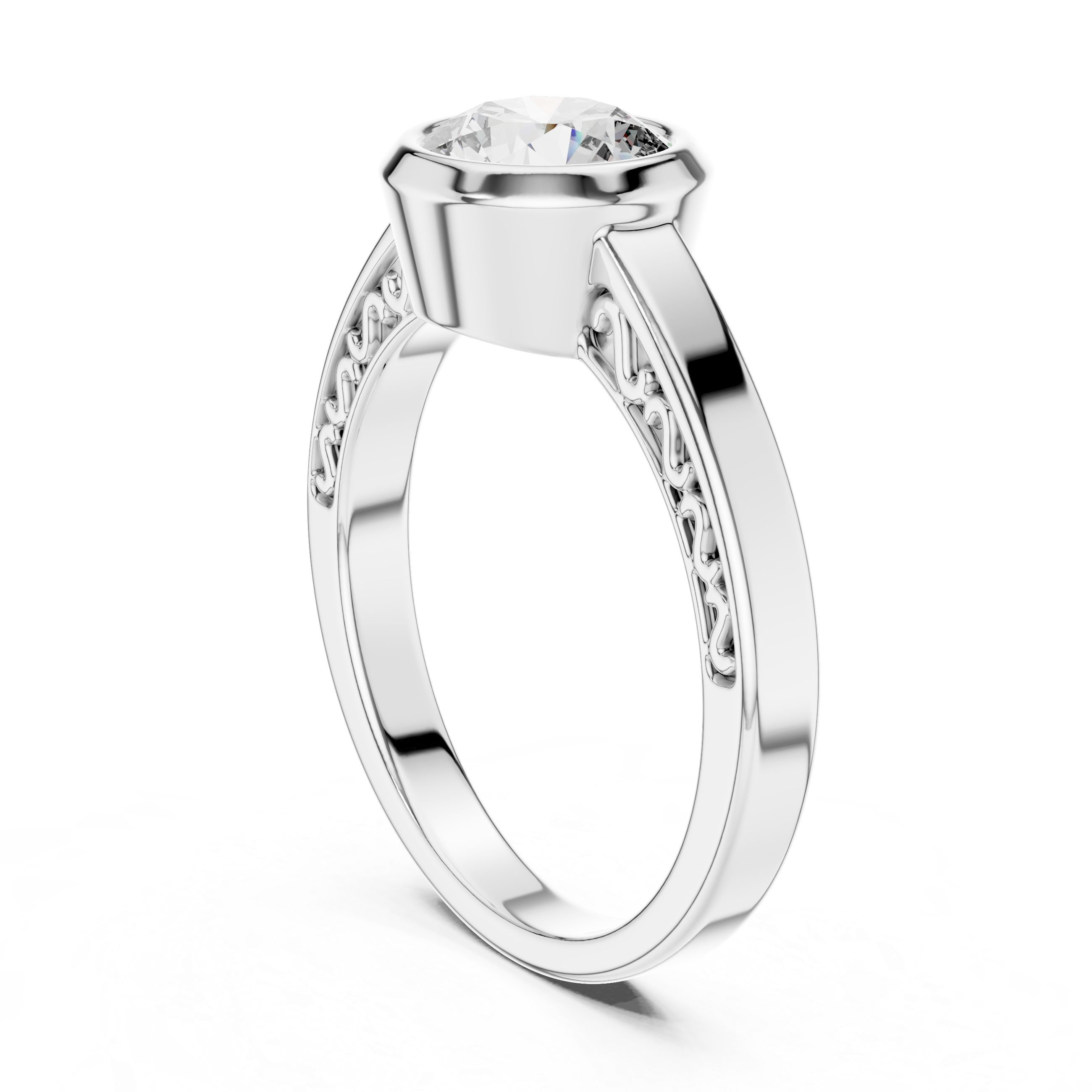 Round Cut Brilliant Moissanite VVS1 Eternity Engagement Ring