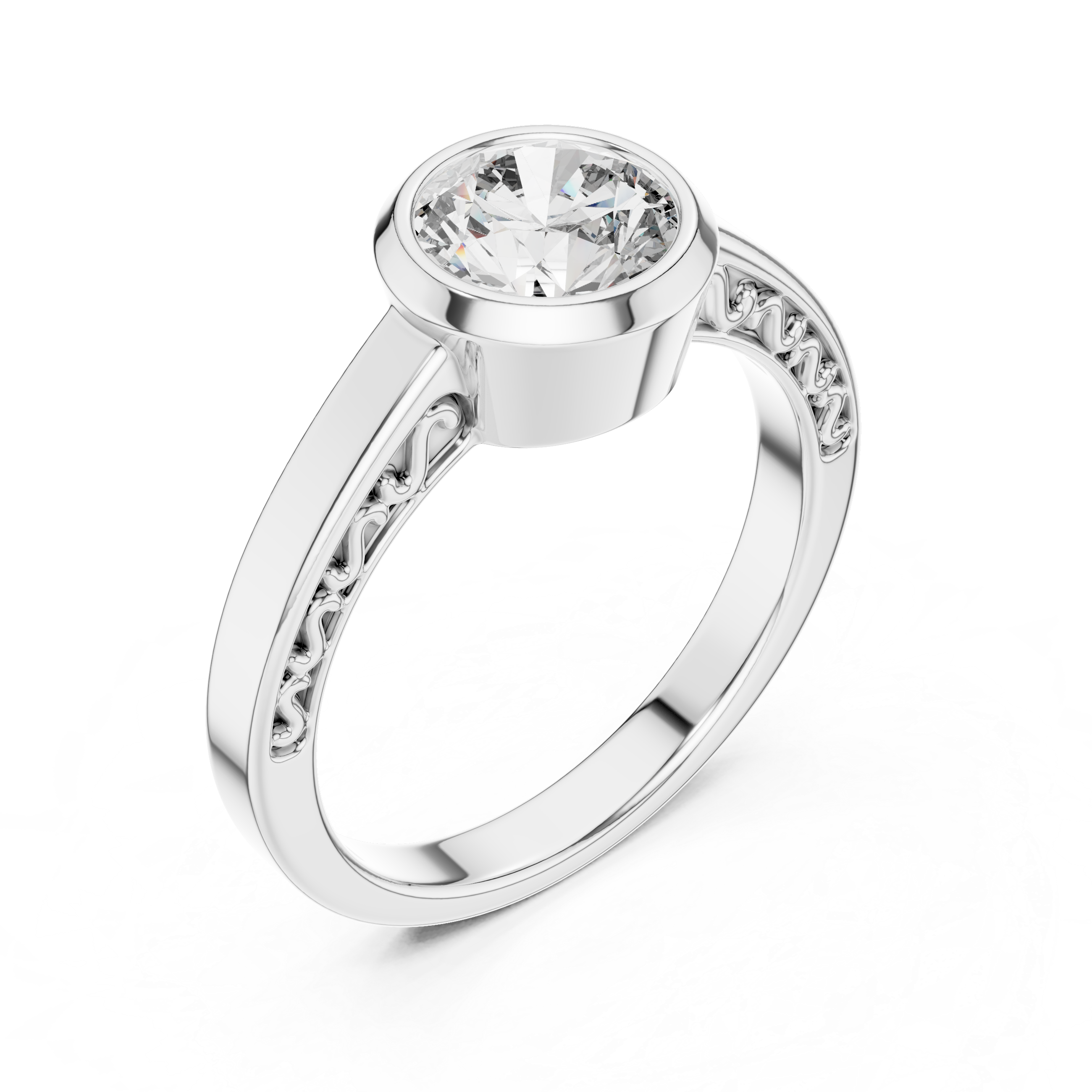 Round Cut Brilliant Moissanite VVS1 Eternity Engagement Ring