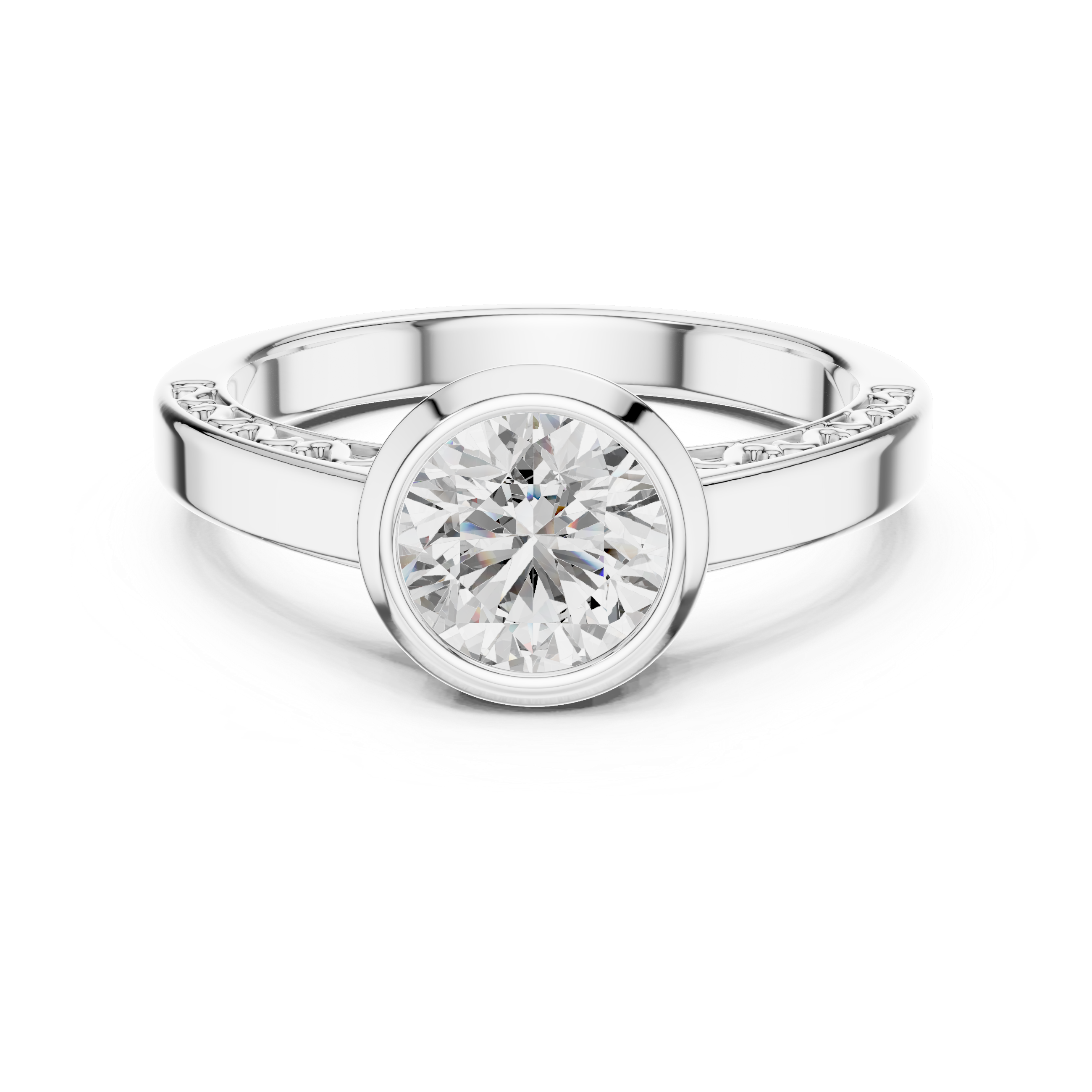 Round Cut Brilliant Moissanite VVS1 Eternity Engagement Ring