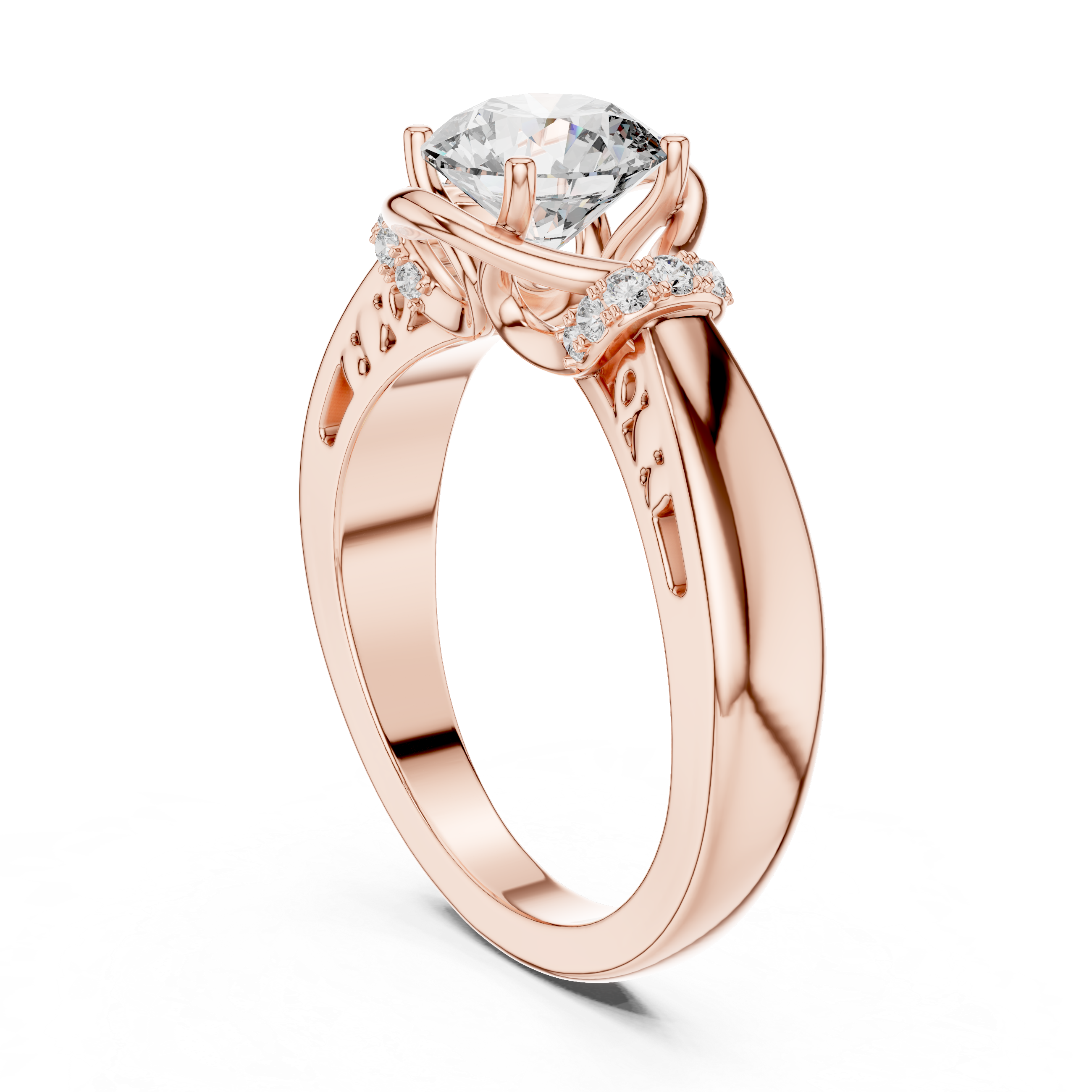 Round Cut Brilliant Moissanite VVS1 Eternity Engagement Ring