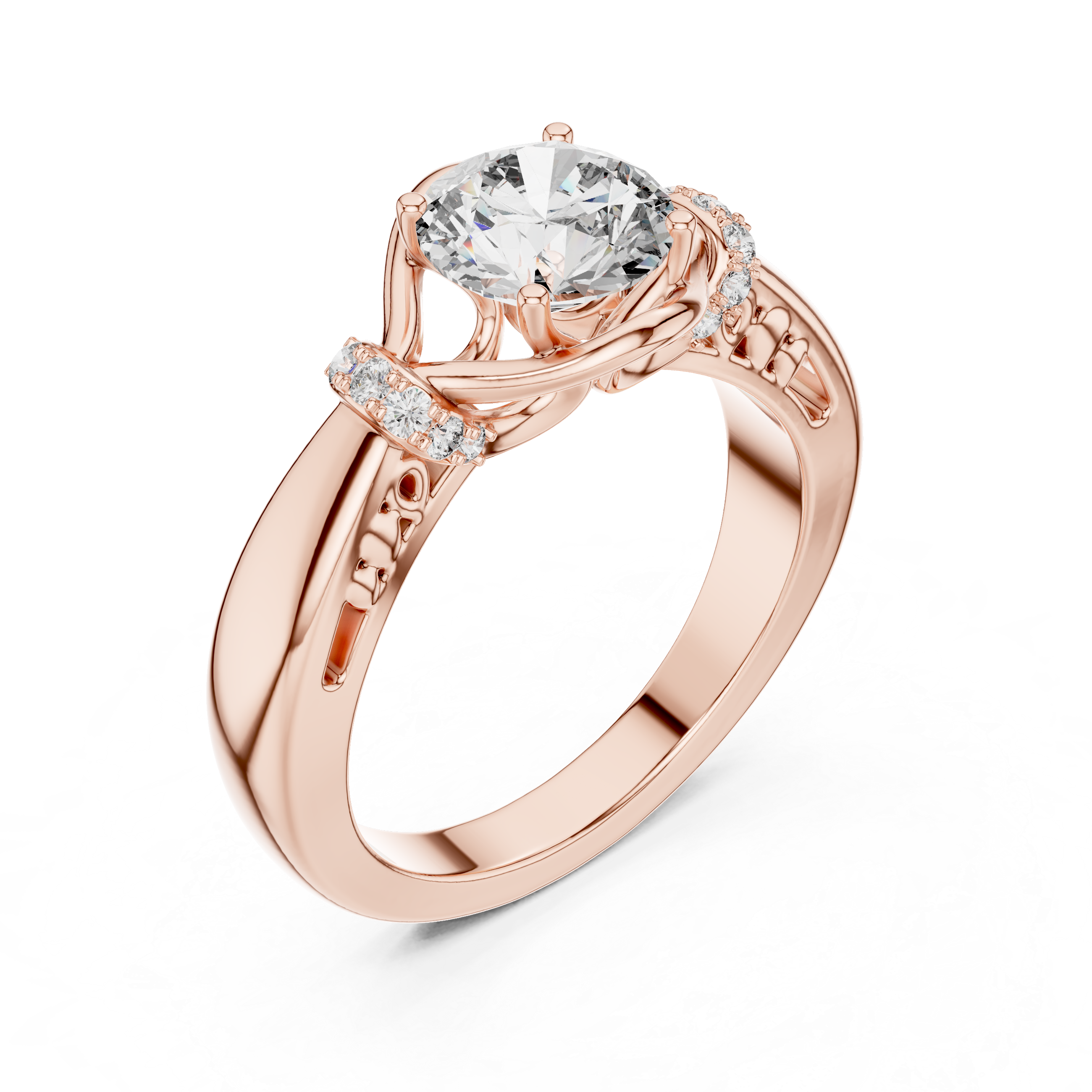 Round Cut Brilliant Moissanite VVS1 Eternity Engagement Ring