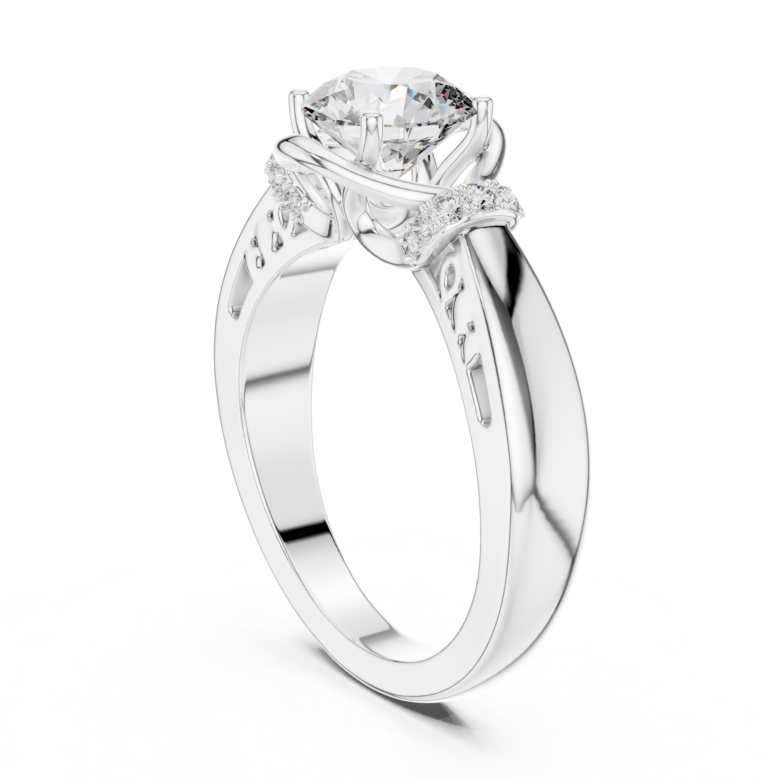 Round Cut Brilliant Moissanite VVS1 Eternity Engagement Ring