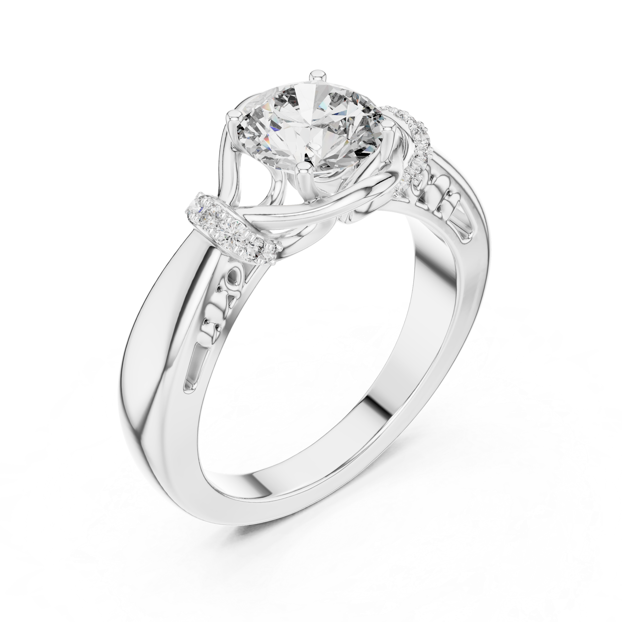 Round Cut Brilliant Moissanite VVS1 Eternity Engagement Ring