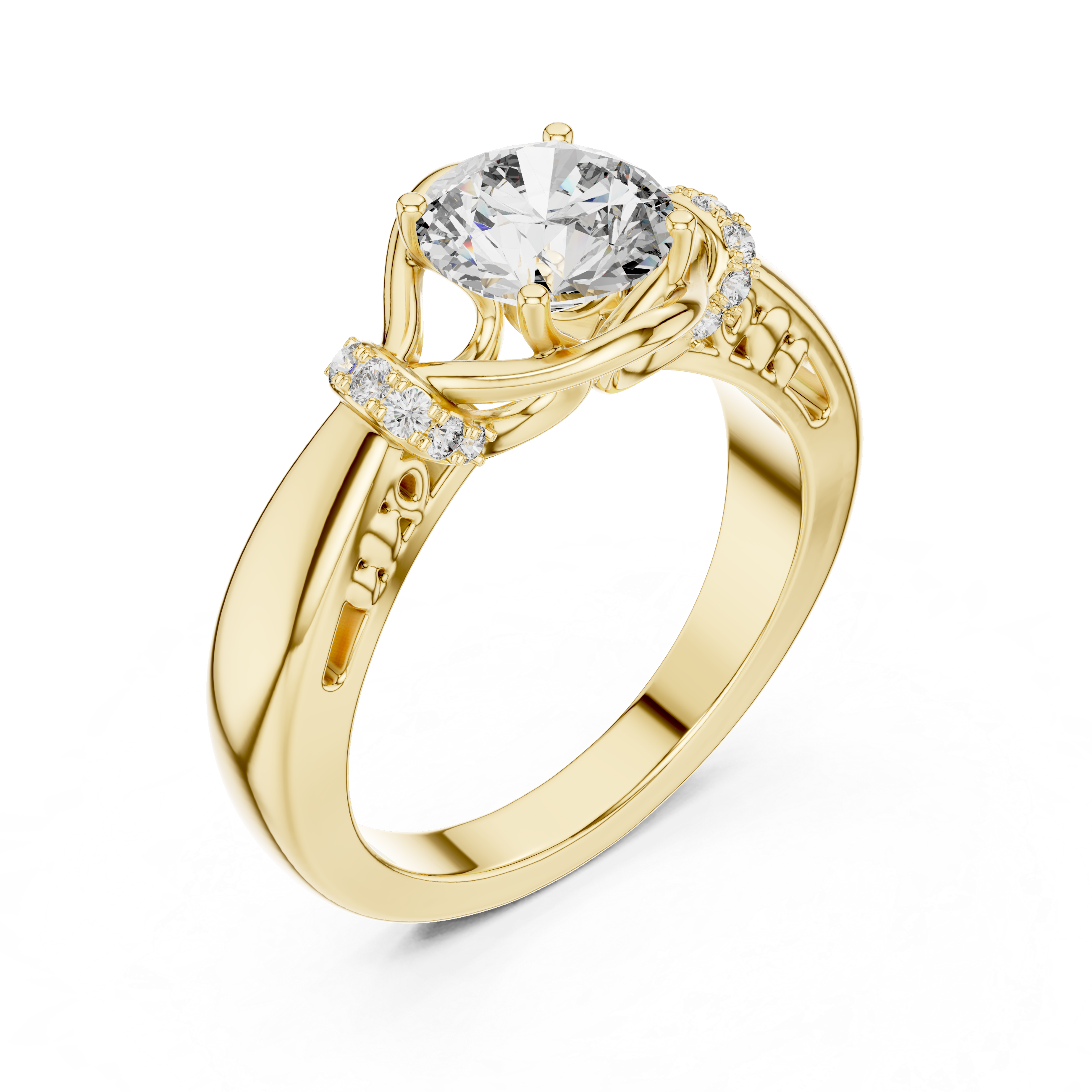 Round Cut Brilliant Moissanite VVS1 Eternity Engagement Ring