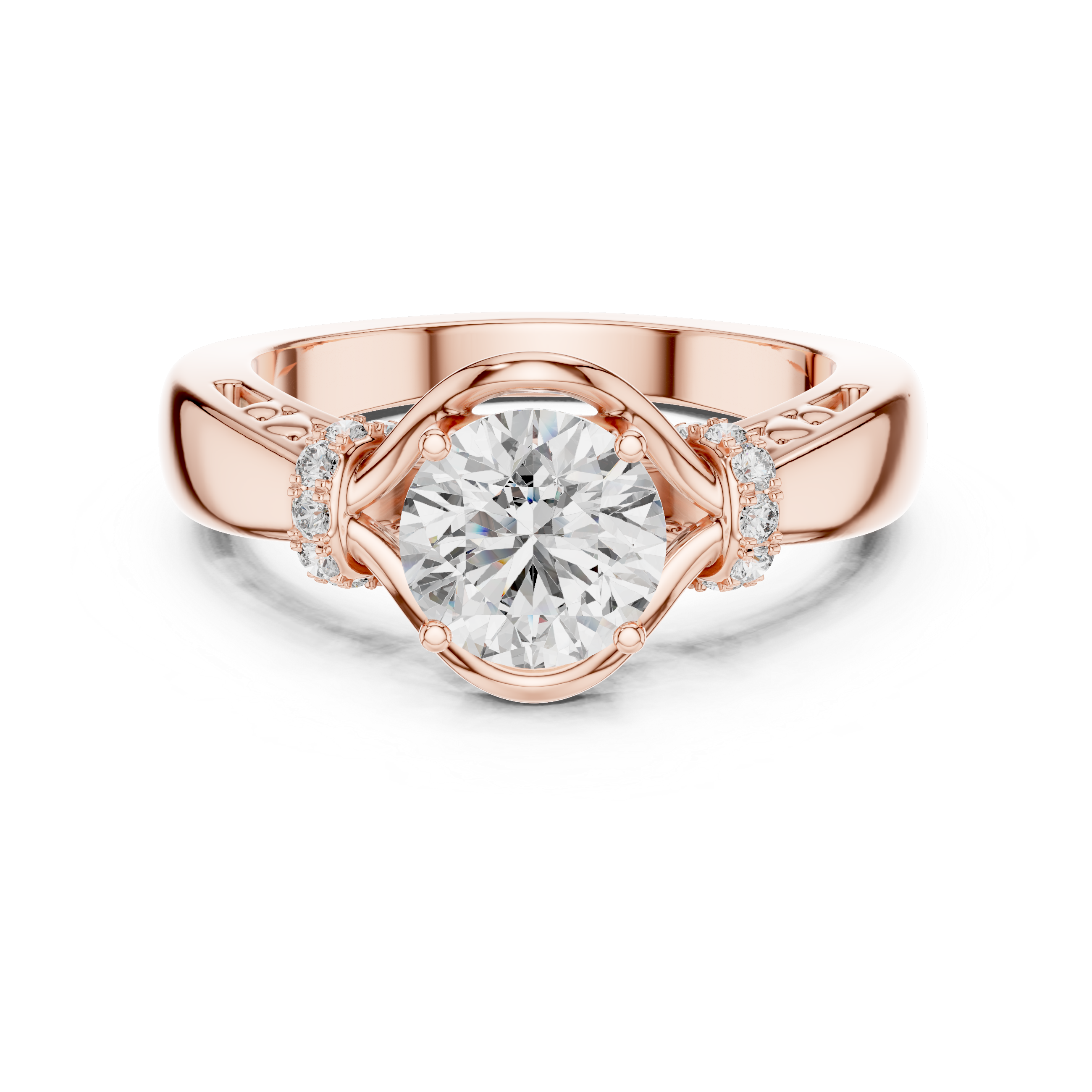 Round Cut Brilliant Moissanite VVS1 Eternity Engagement Ring