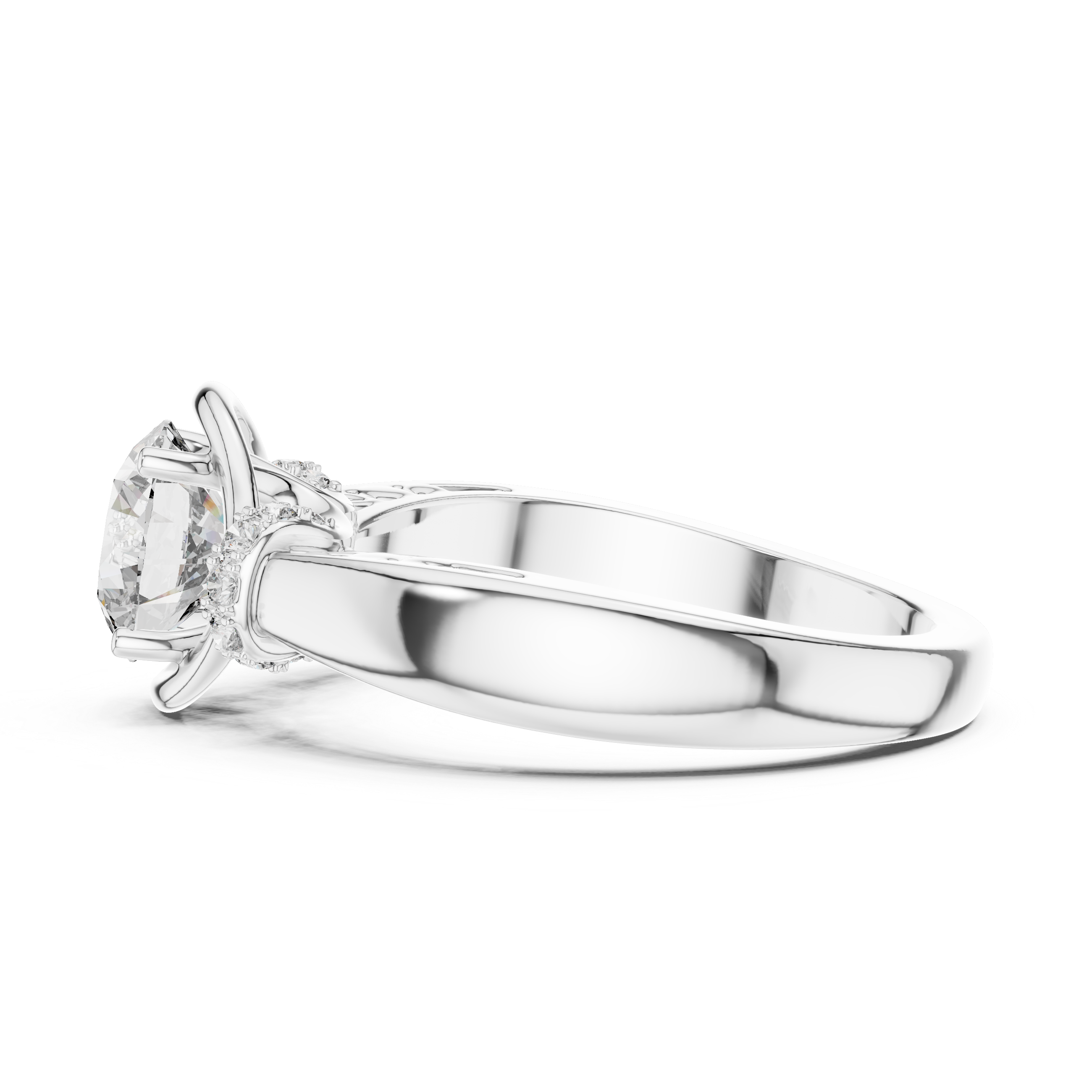 Round Cut Brilliant Moissanite VVS1 Eternity Engagement Ring
