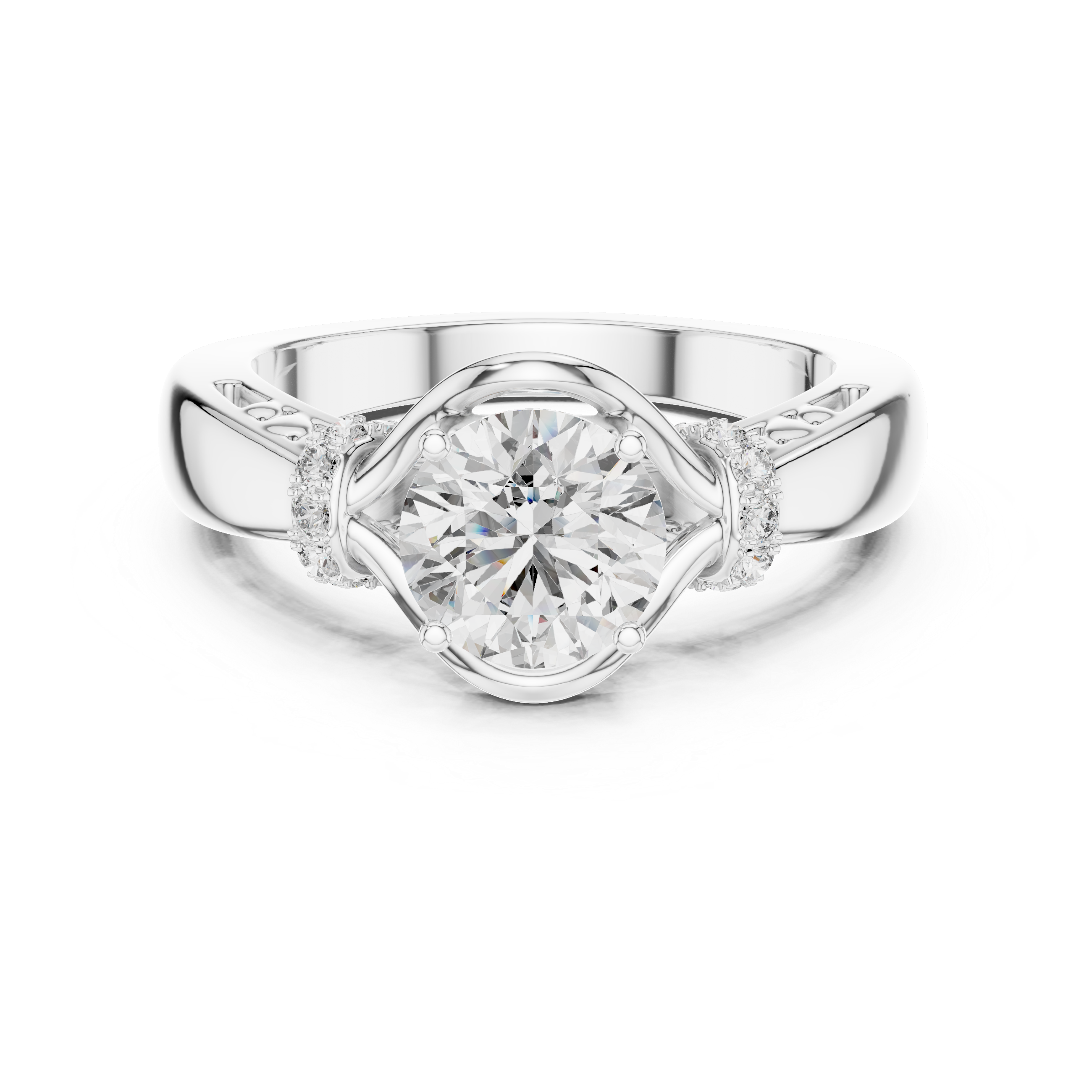 Round Cut Brilliant Moissanite VVS1 Eternity Engagement Ring