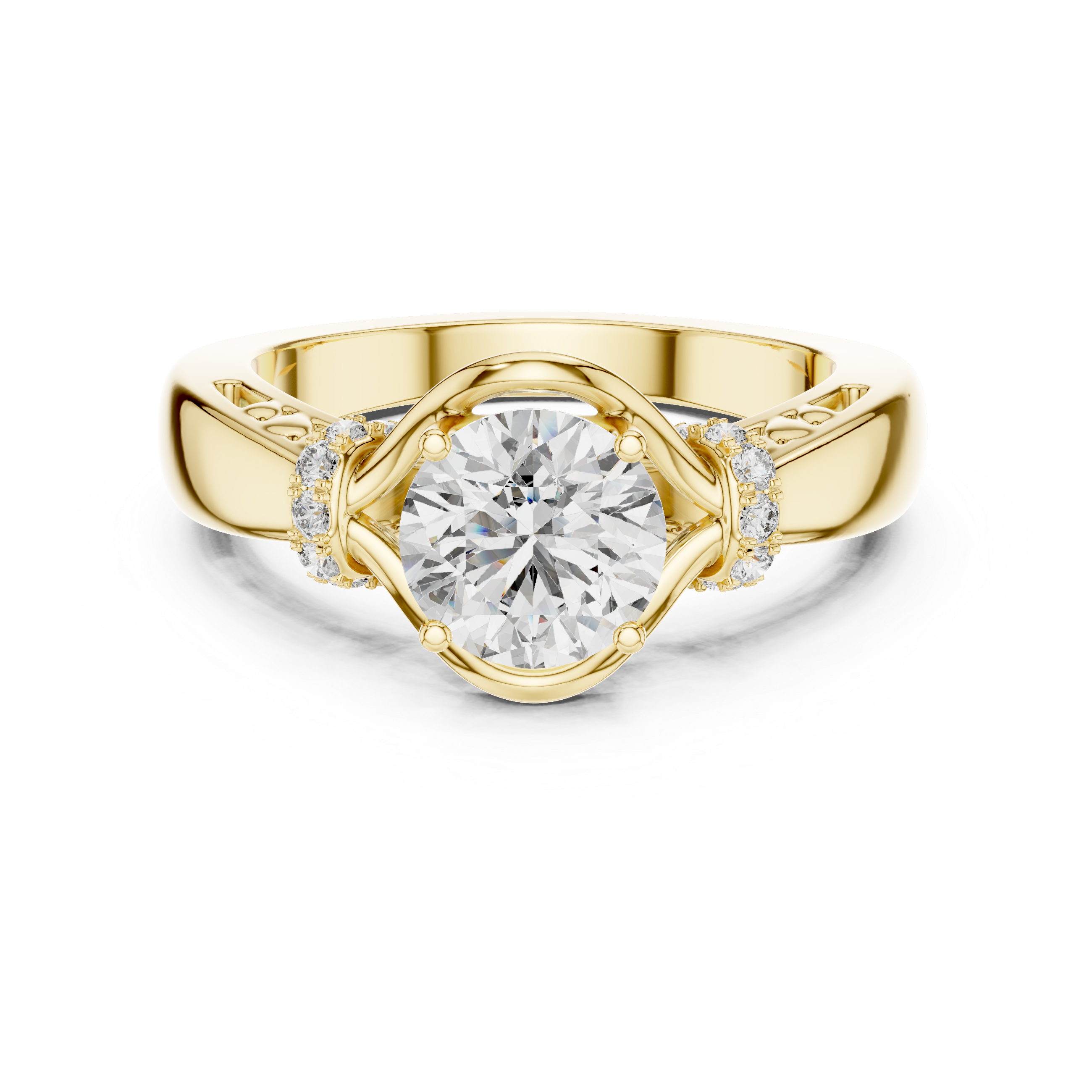 Round Cut Brilliant Moissanite VVS1 Eternity Engagement Ring