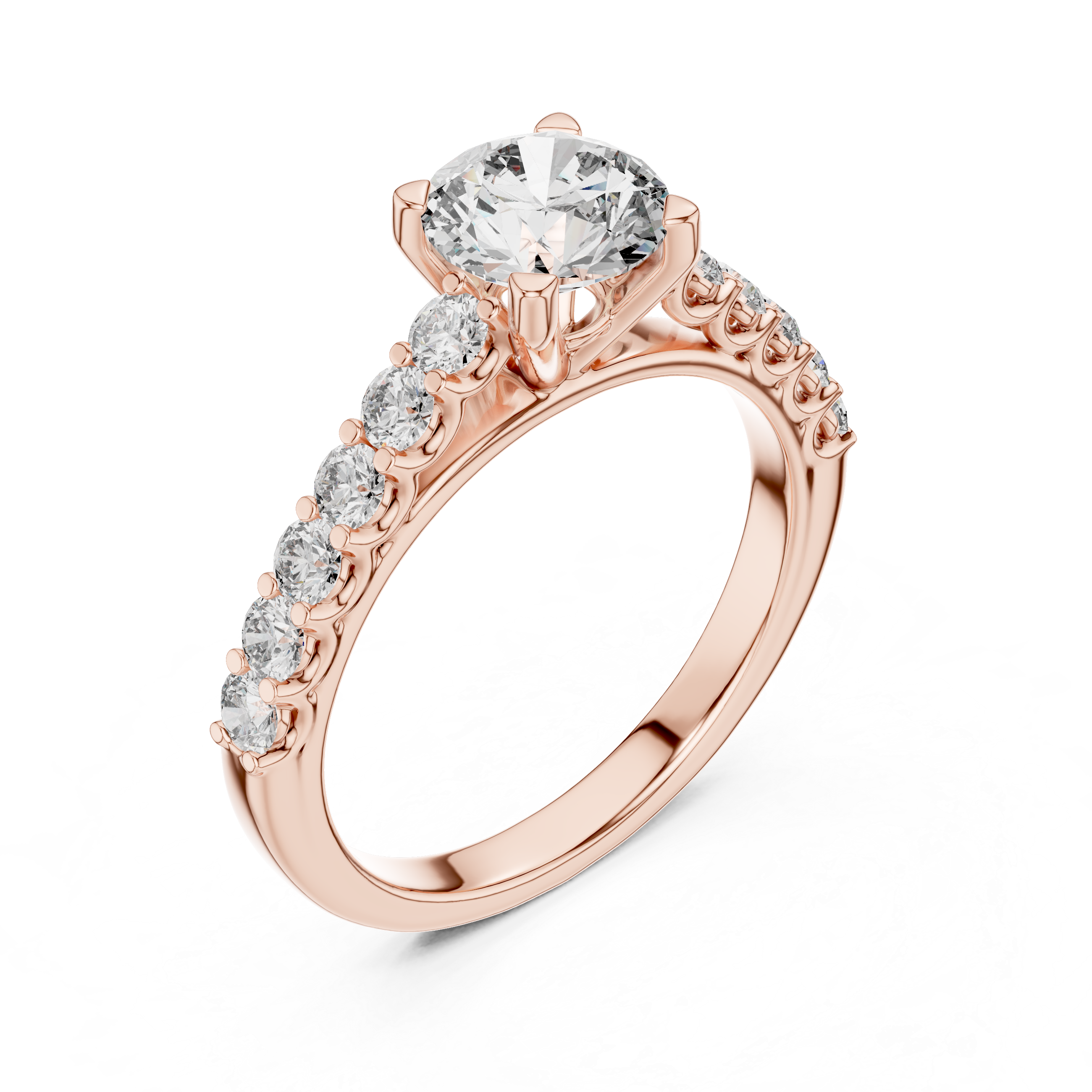 Round Cut Brilliant Moissanite VVS1 Eternity Engagement Ring