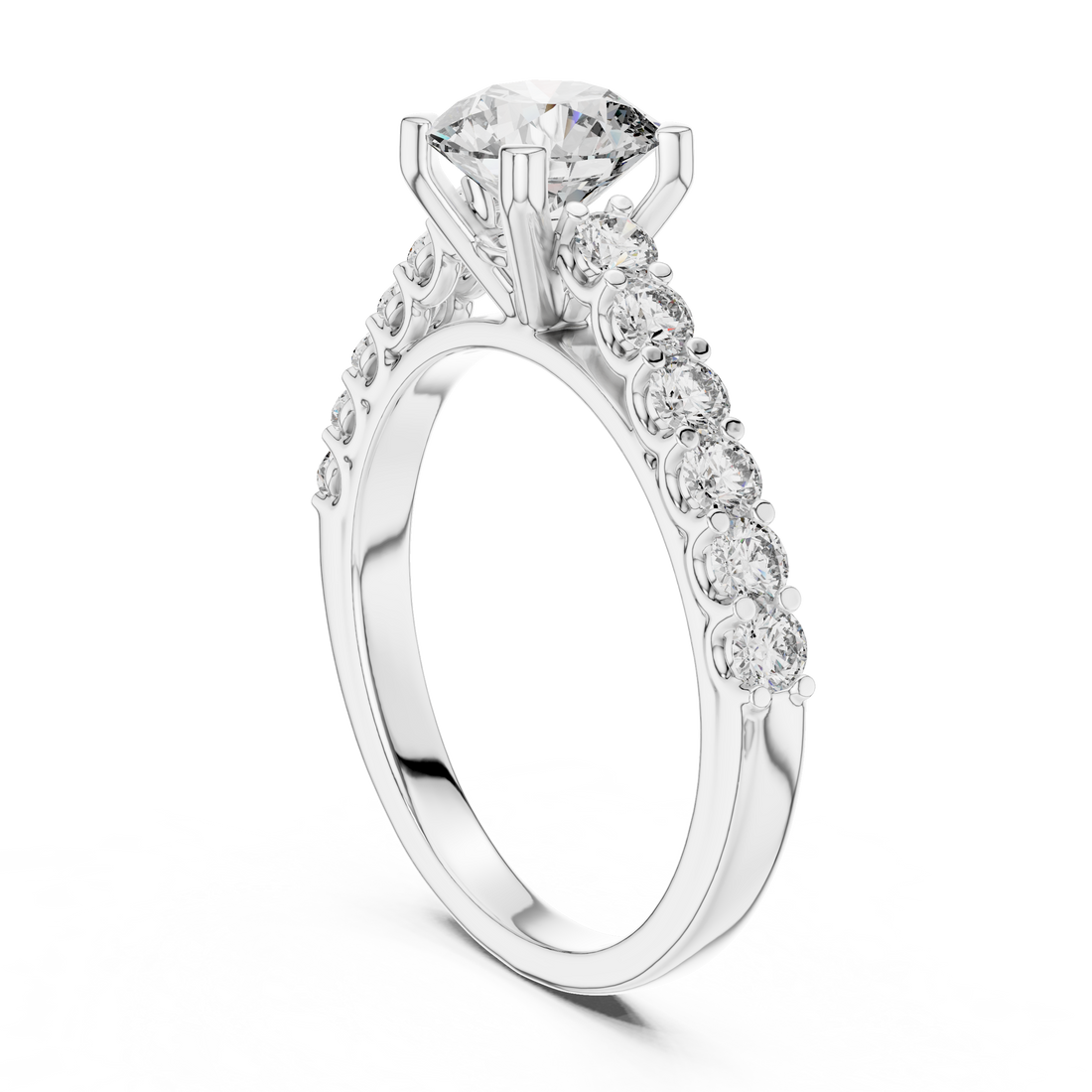 Round Cut Brilliant Moissanite VVS1 Eternity Engagement Ring