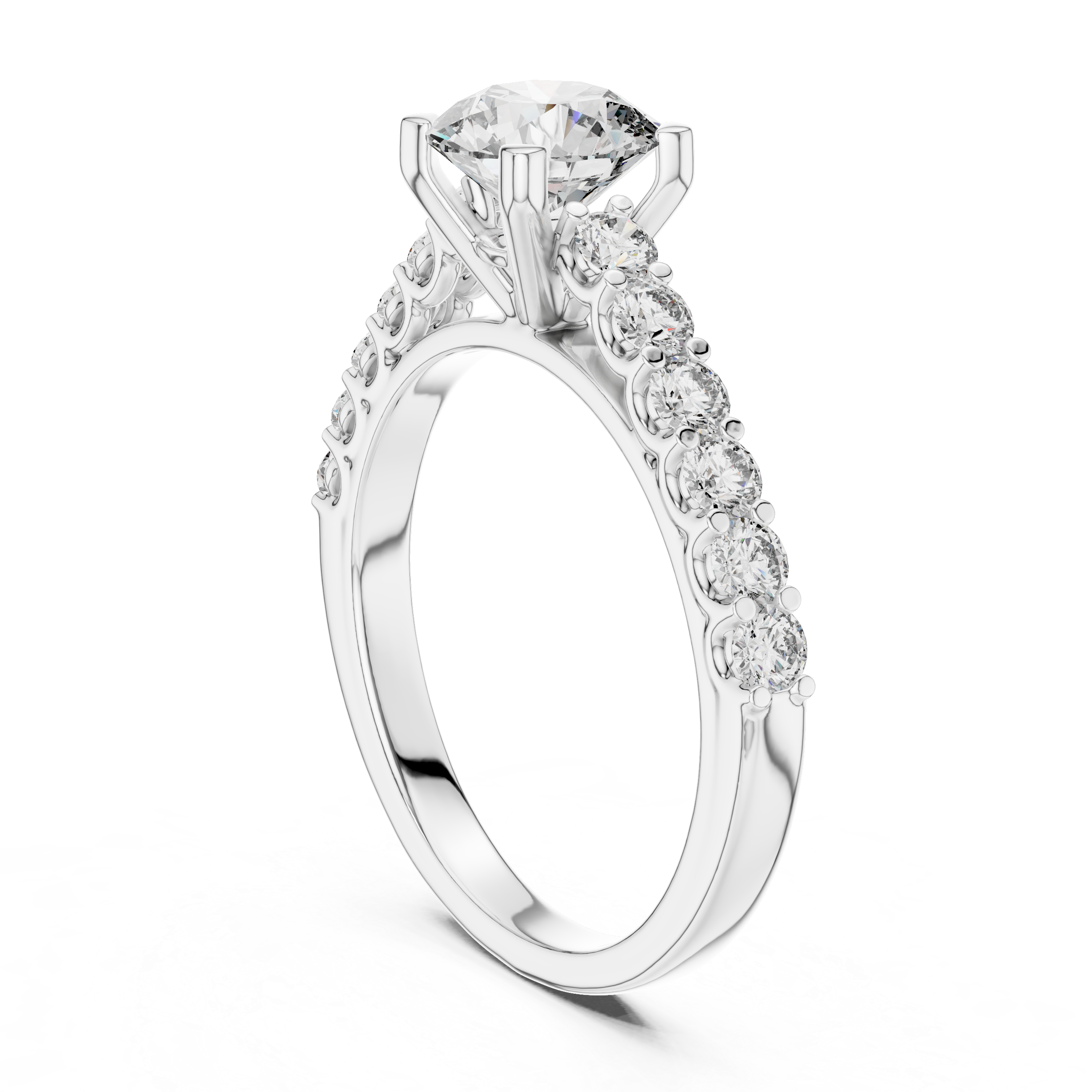 Round Cut Brilliant Moissanite VVS1 Eternity Engagement Ring