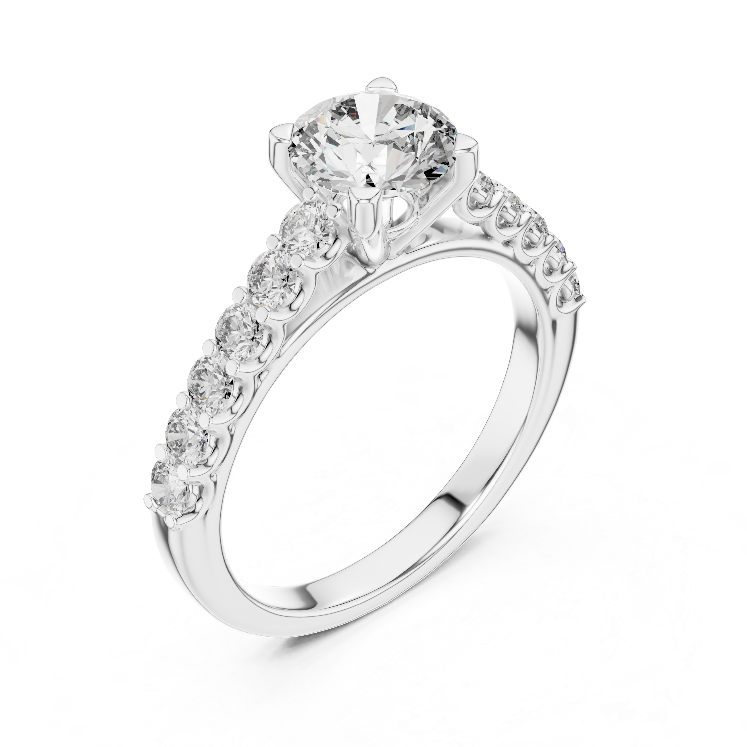Round Cut Brilliant Moissanite VVS1 Eternity Engagement Ring
