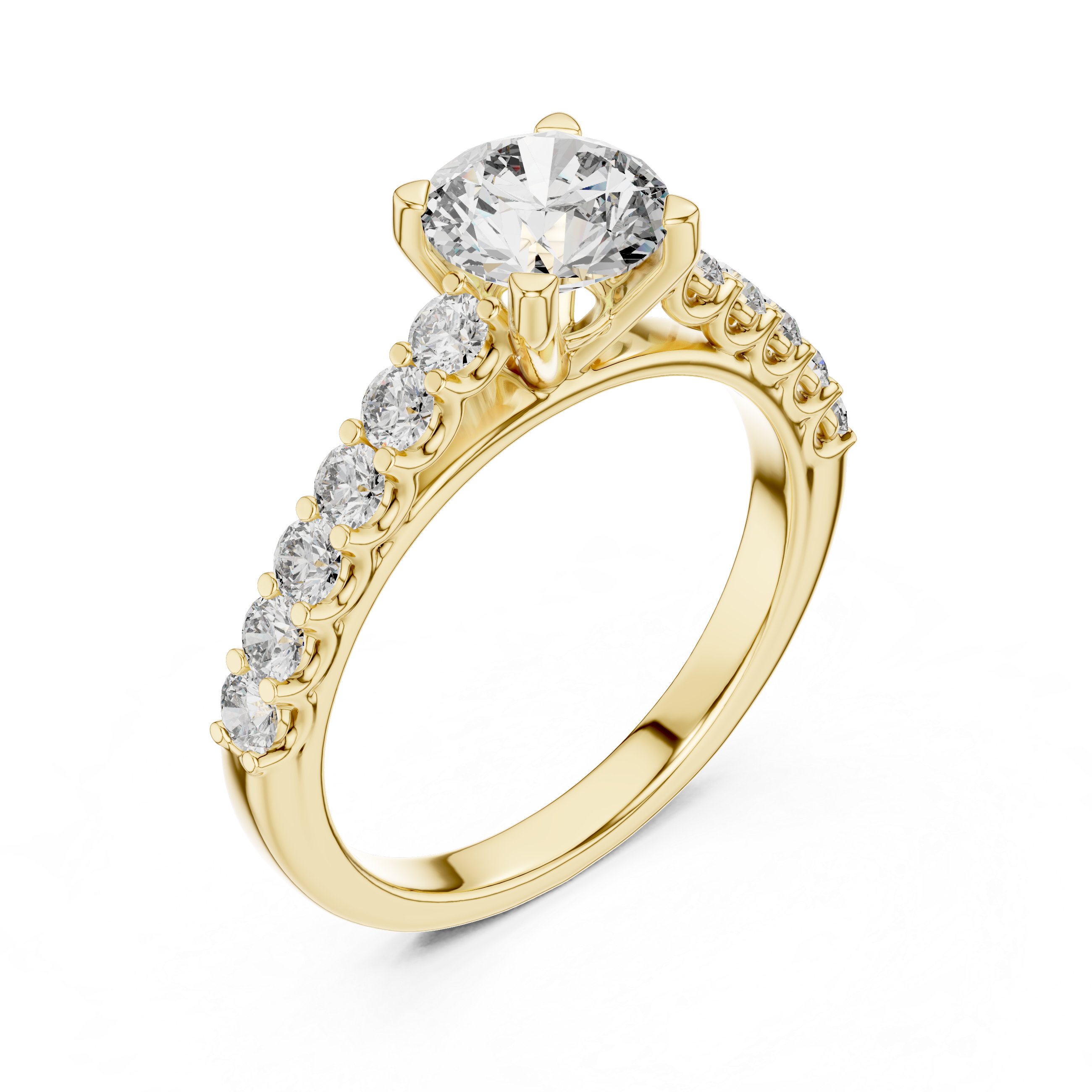 Round Cut Brilliant Moissanite VVS1 Eternity Engagement Ring