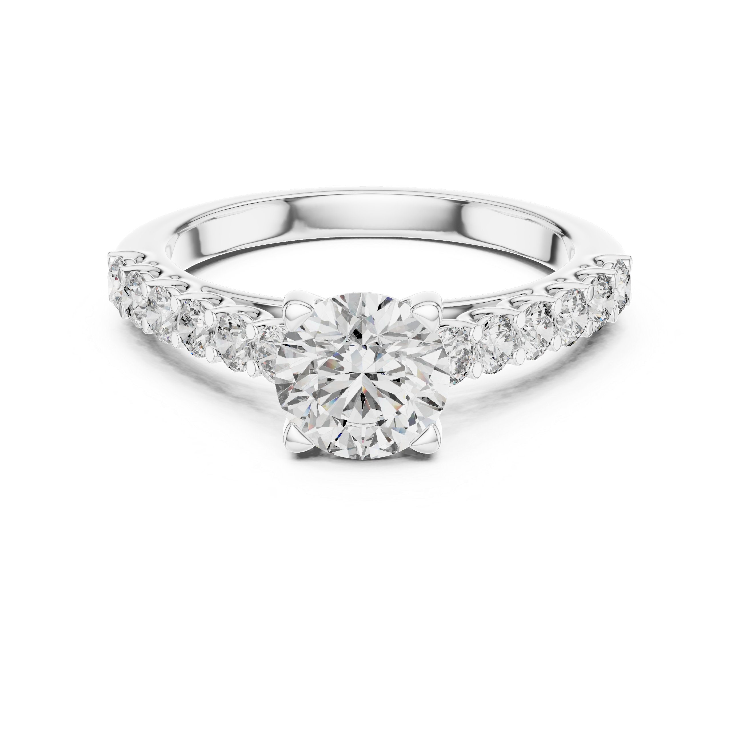 Round Cut Brilliant Moissanite VVS1 Eternity Engagement Ring