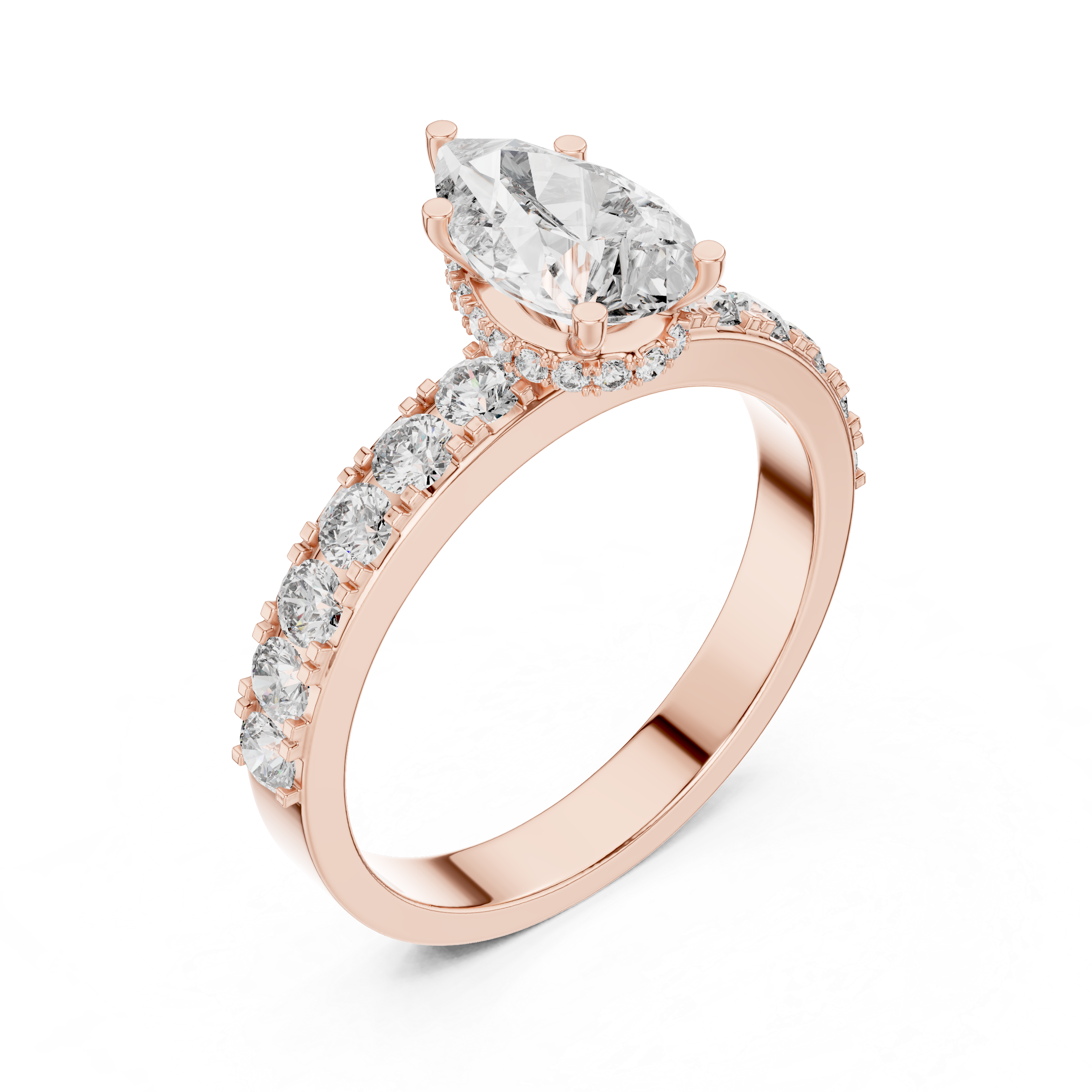 Pear And Round Cut Brilliant Moissanite VVS1 Eternity Engagement Ring