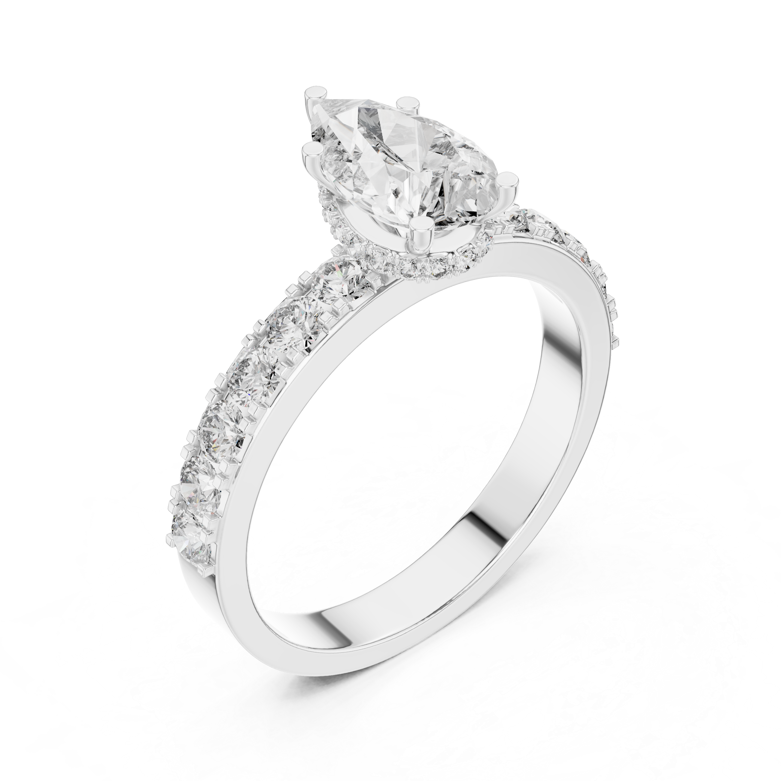 Pear And Round Cut Brilliant Moissanite VVS1 Eternity Engagement Ring