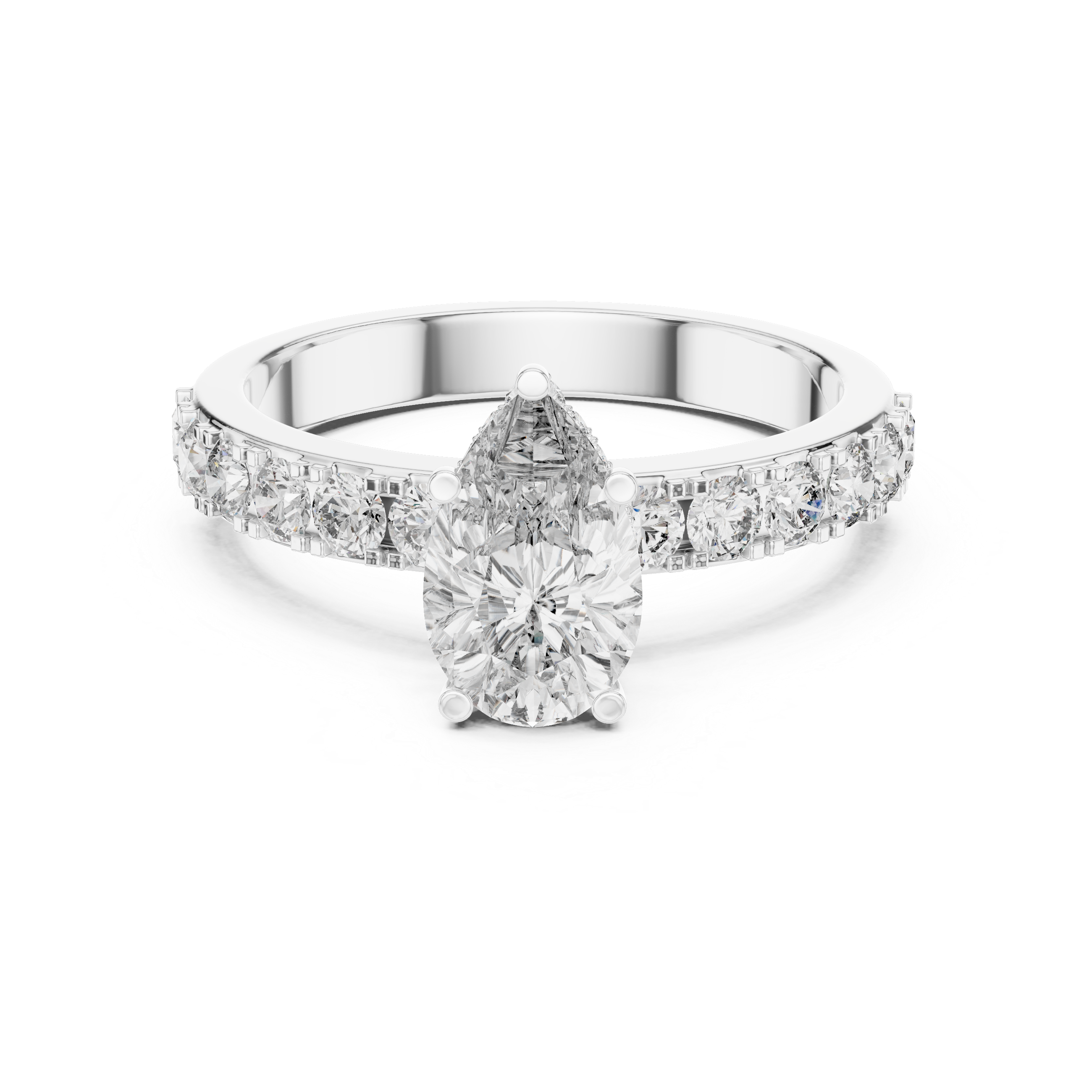 Pear And Round Cut Brilliant Moissanite VVS1 Eternity Engagement Ring